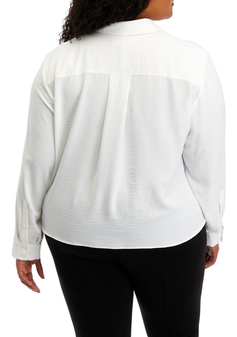 Plus Size Long Sleeve Wrapped Top