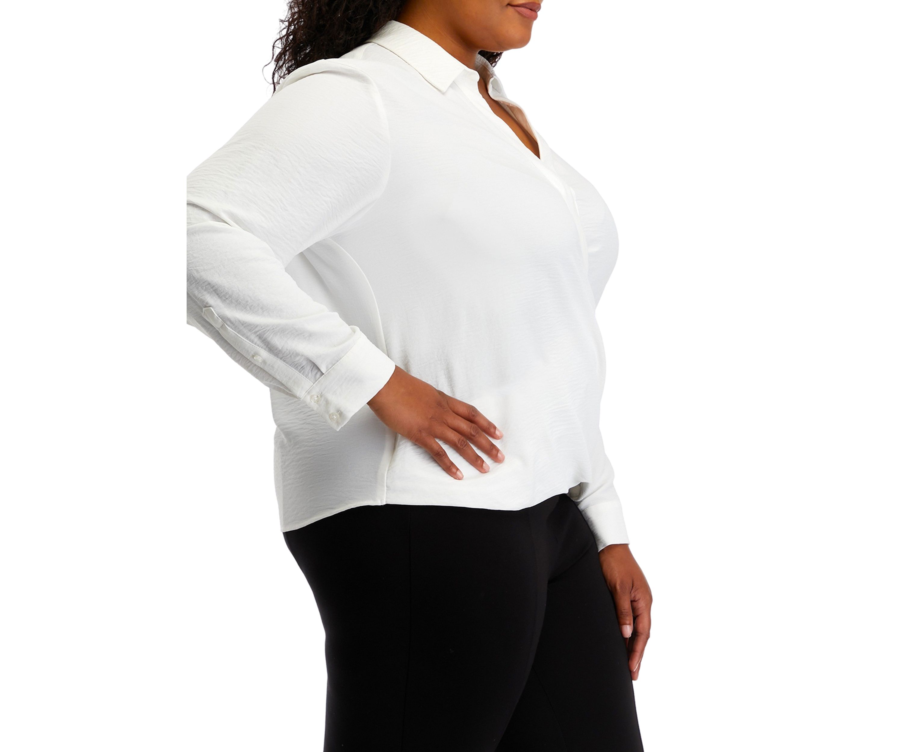 Plus Size Long Sleeve Wrapped Top
