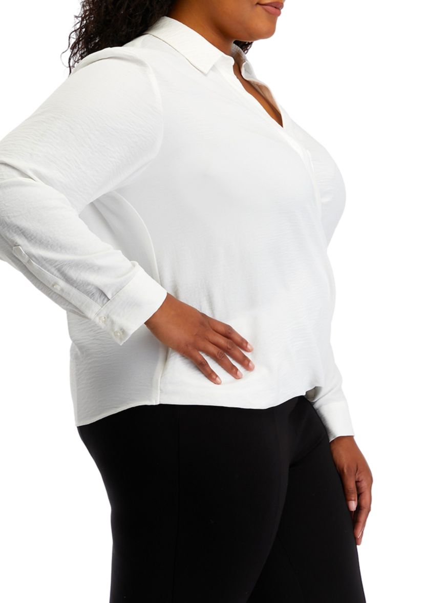 Plus Size Long Sleeve Wrapped Top