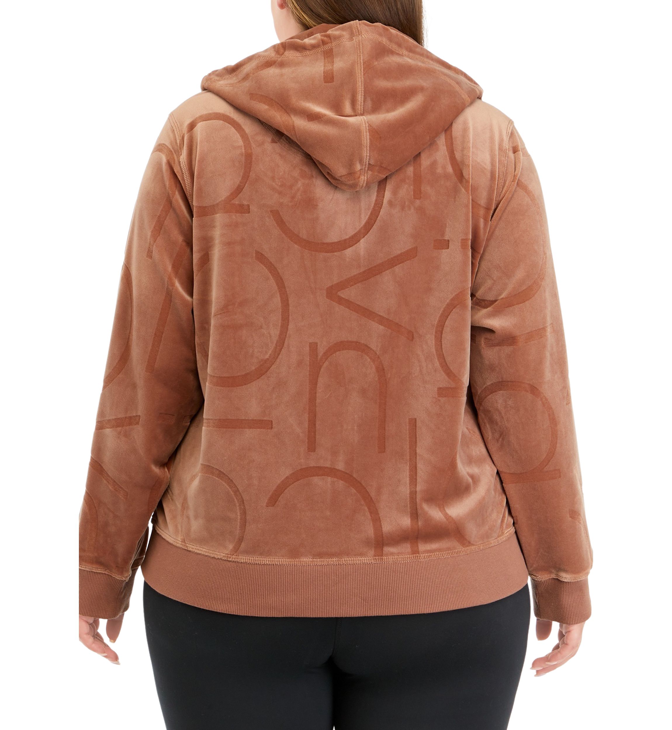 Plus Size Embossed Zip Velour Jacket