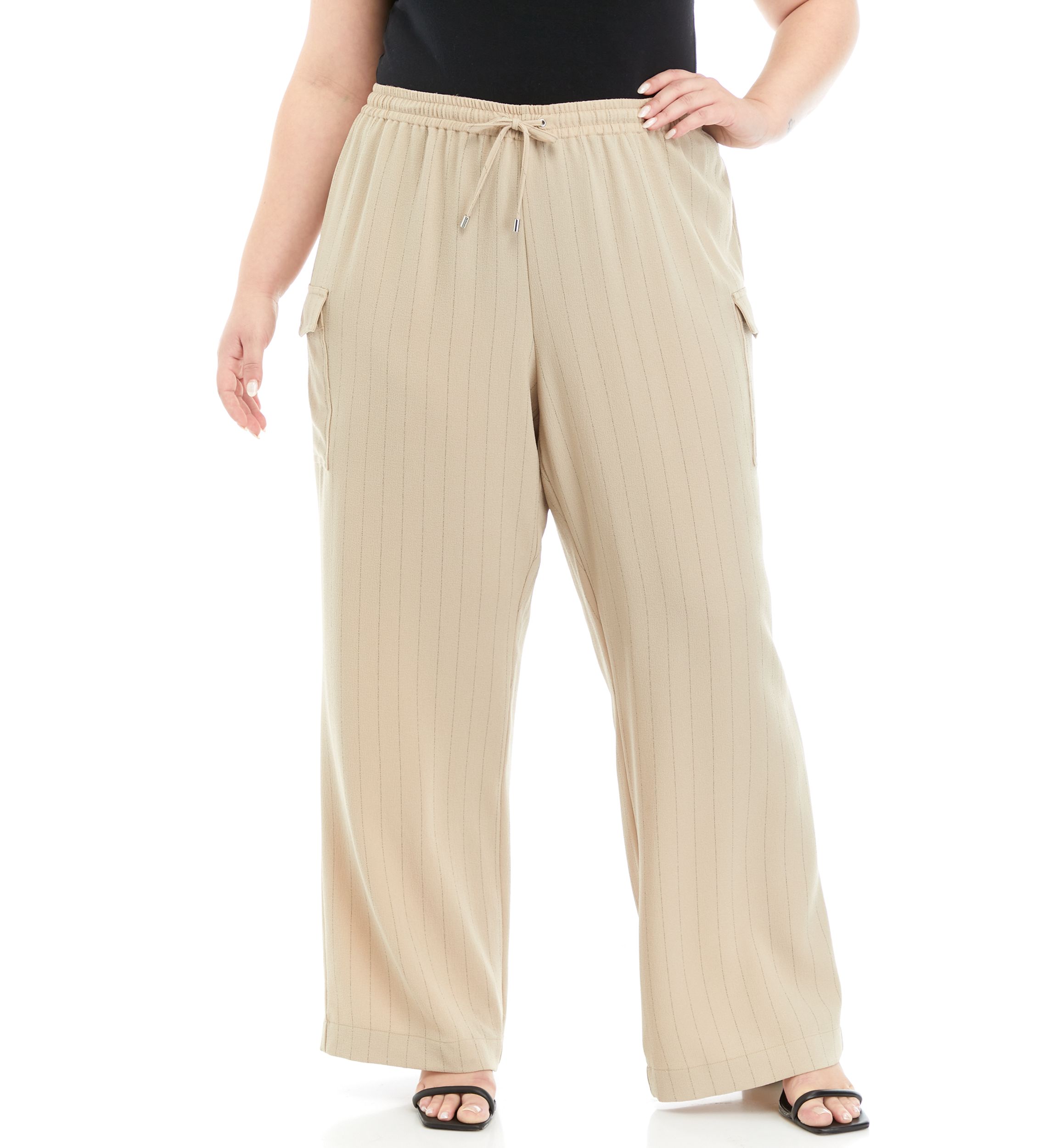 Plus Size Textured Stripe Pants