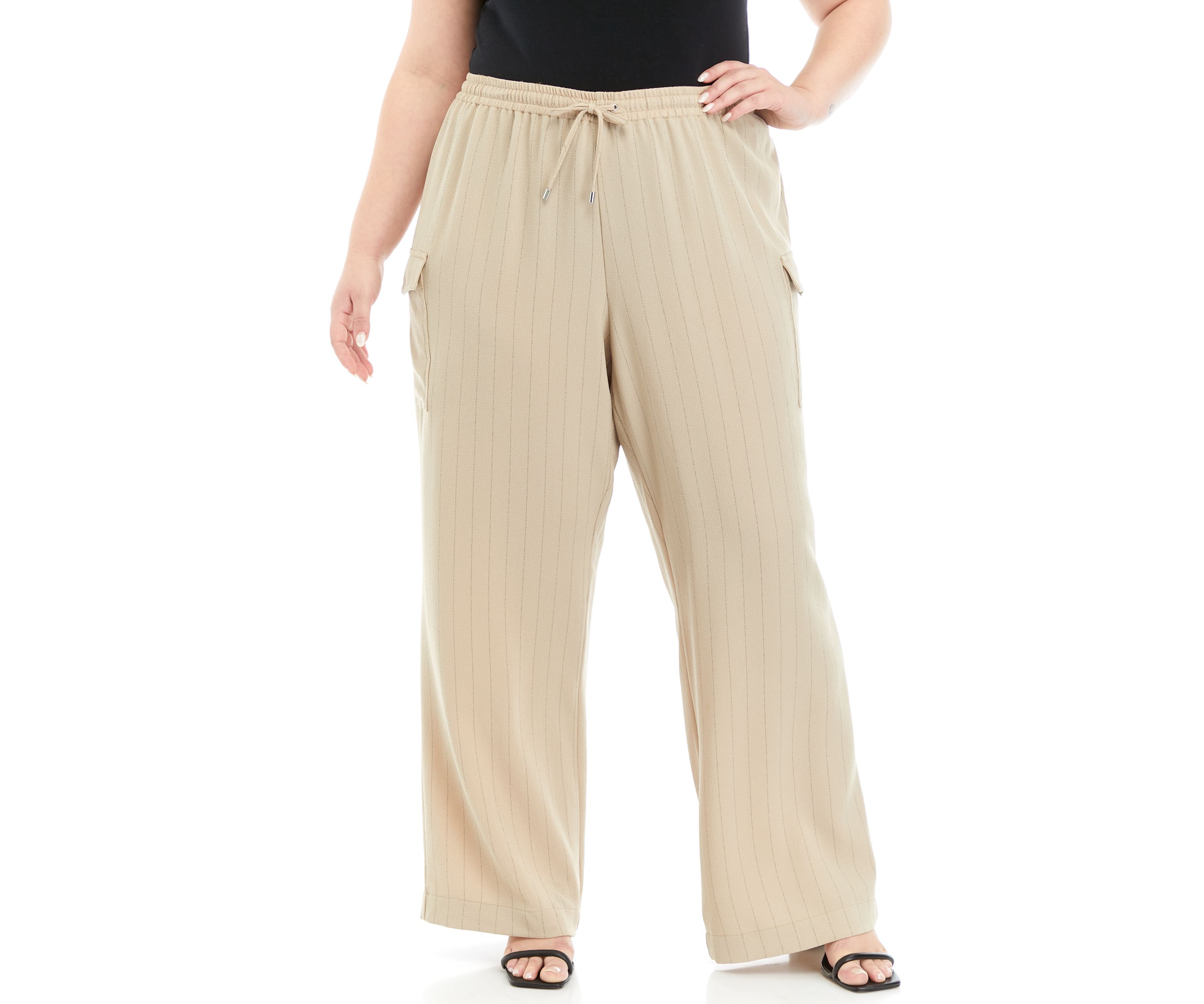 Plus Size Textured Stripe Pants