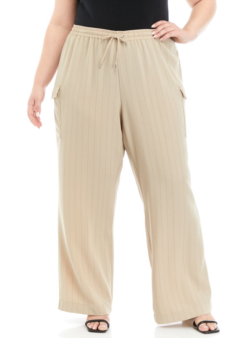 Plus Size Textured Stripe Pants