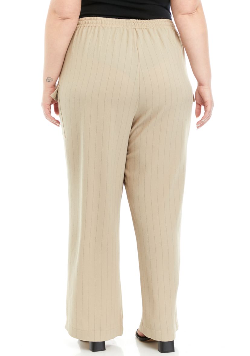 Plus Size Textured Stripe Pants