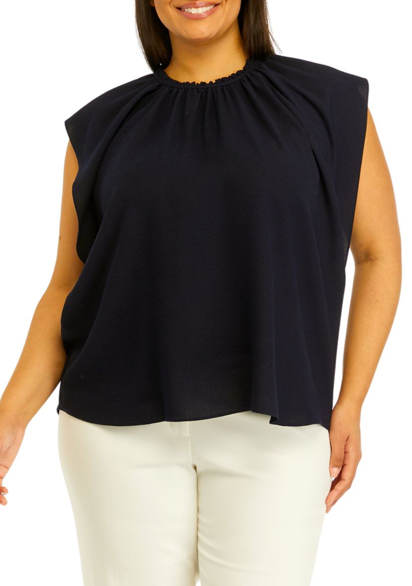 Plus Size Textured Woven Top 