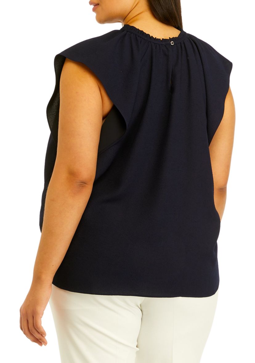 Plus Size Textured Woven Top 