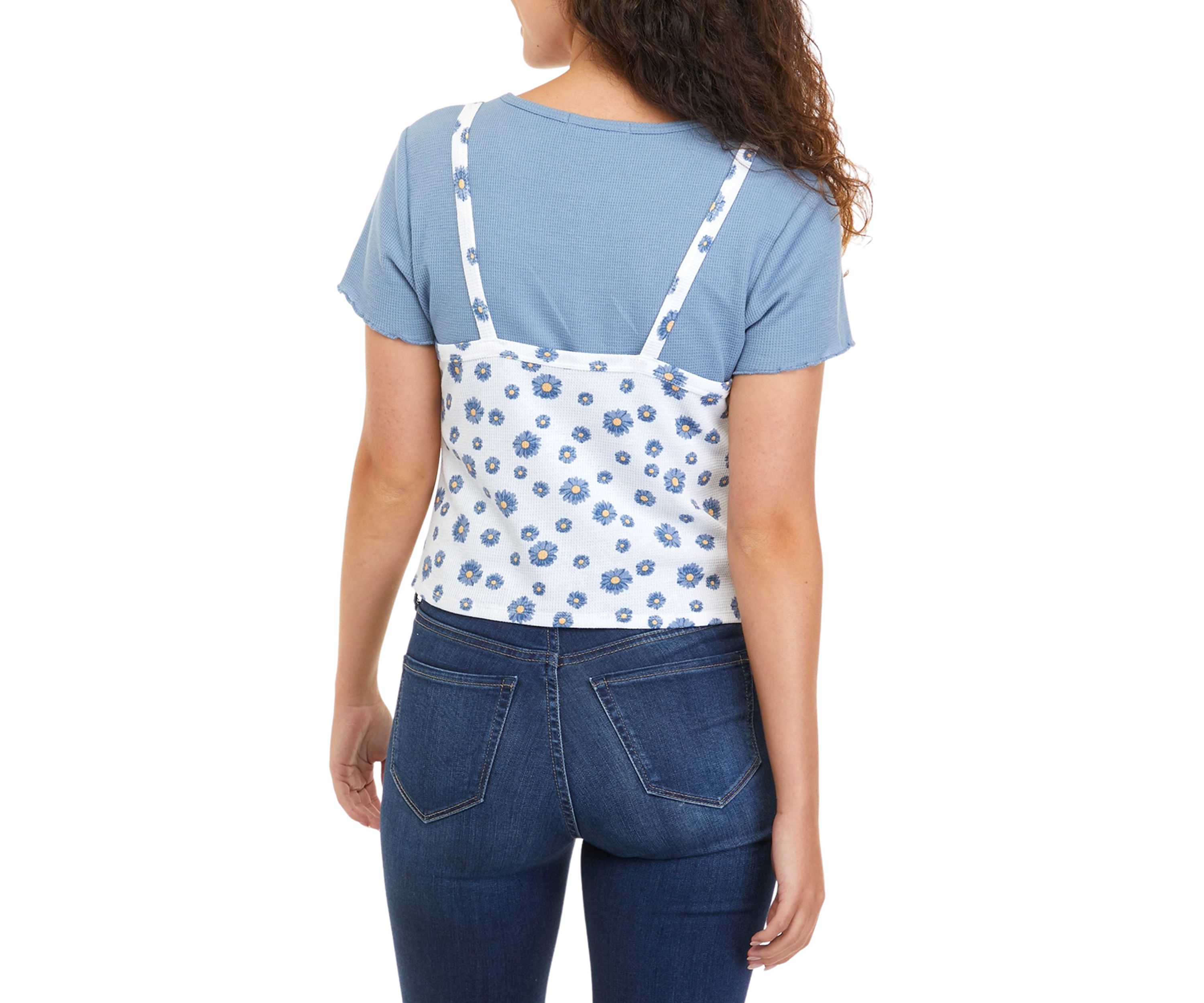 Juniors Short Sleeve 2Fer Top 