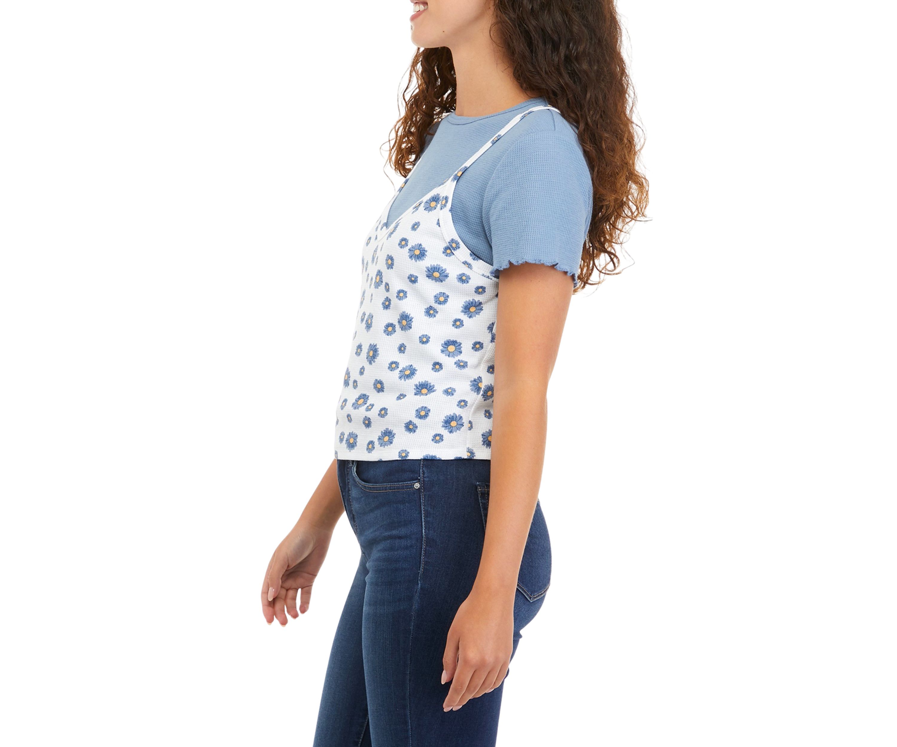 Juniors Short Sleeve 2Fer Top 