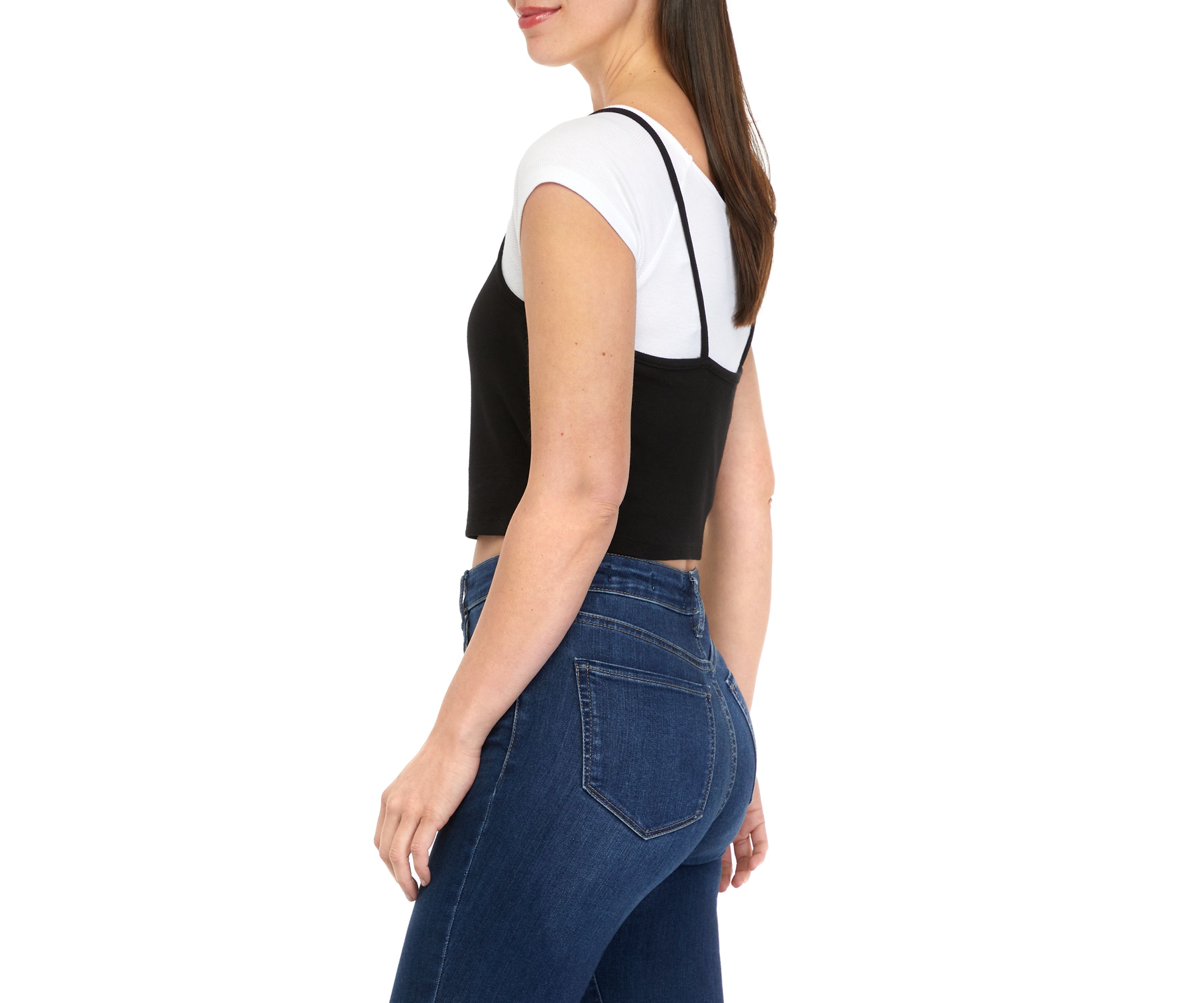 Juniors Short Sleeve 2Fer Top
