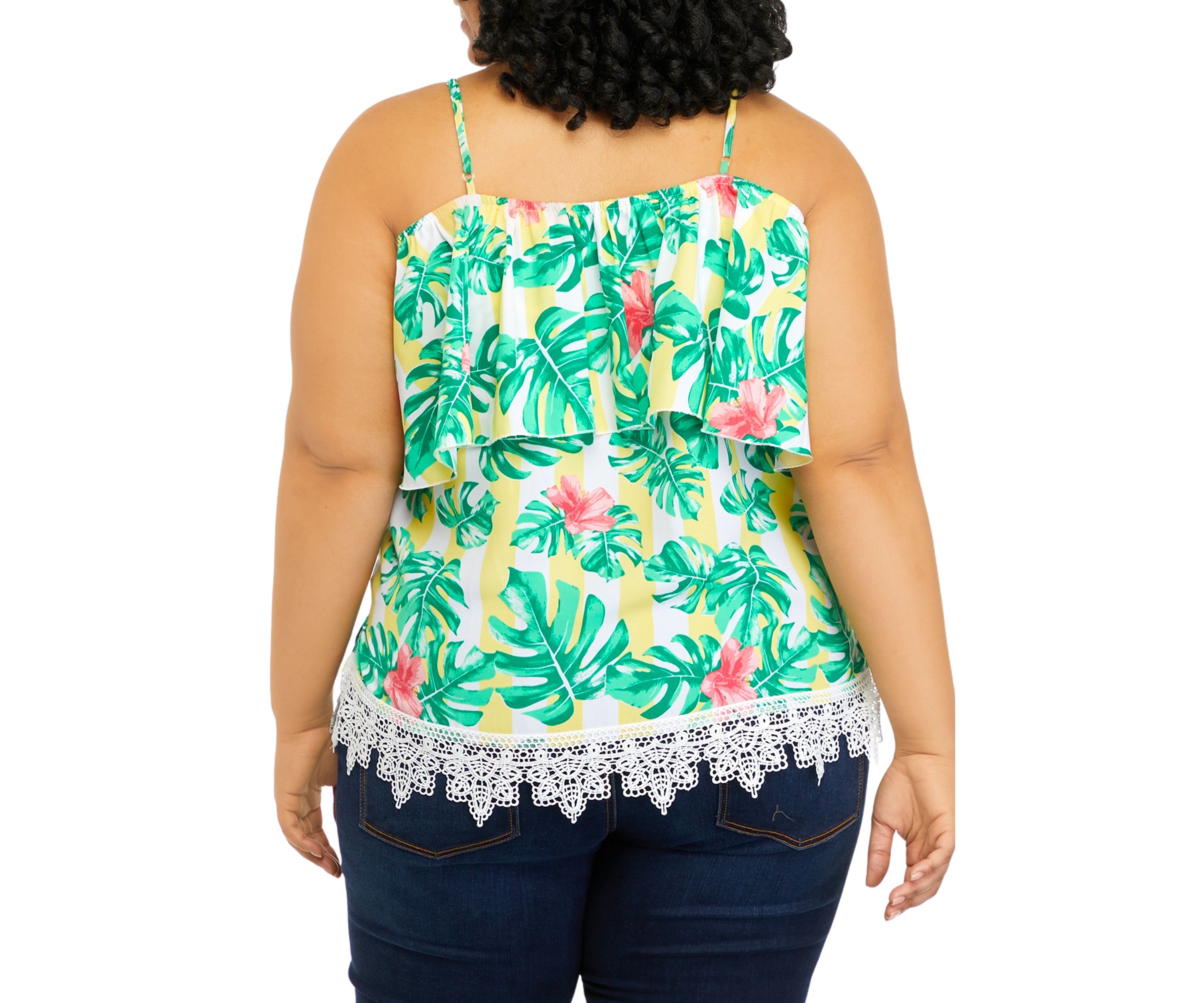 Plus Size Off-the-Shoulder Crochet Hem Top
