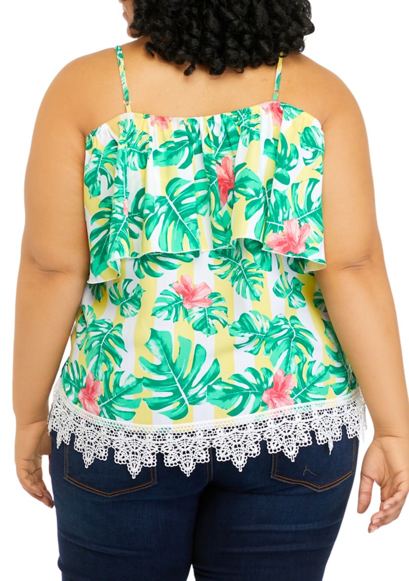 Plus Size Off-the-Shoulder Crochet Hem Top