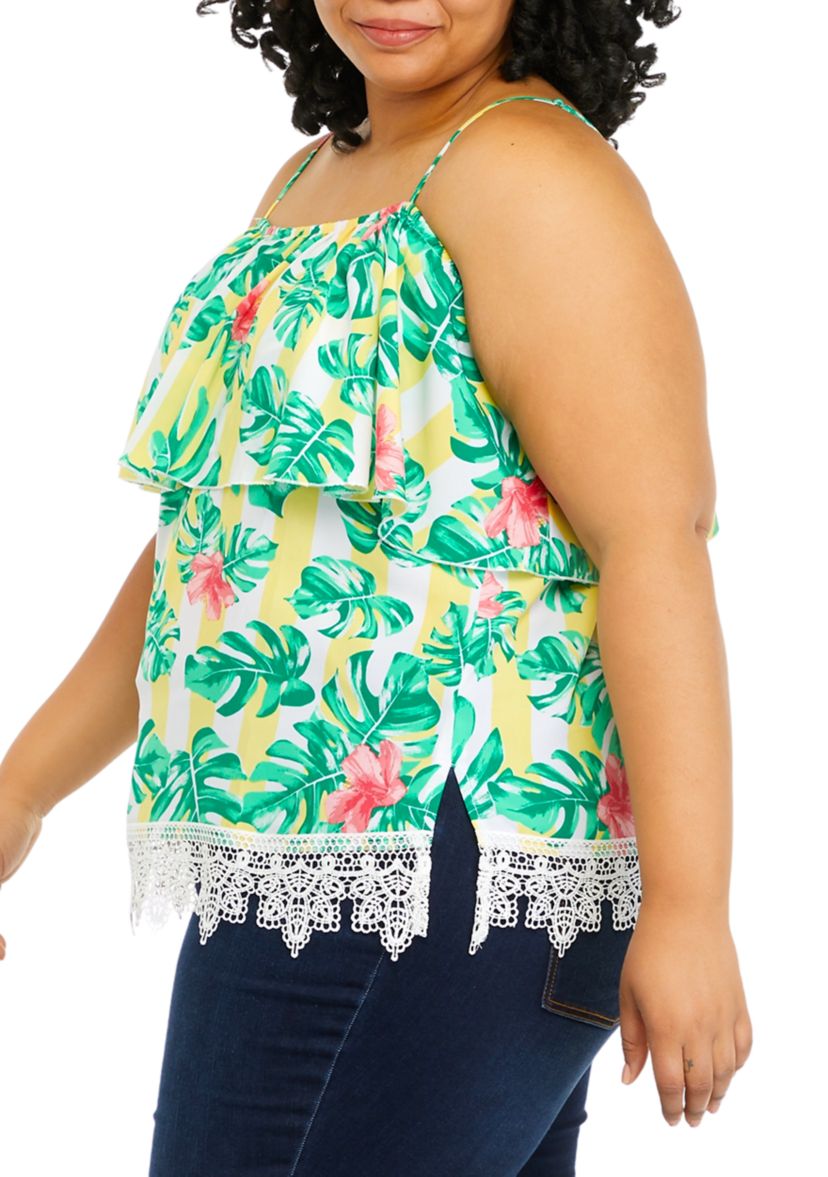 Plus Size Off-the-Shoulder Crochet Hem Top