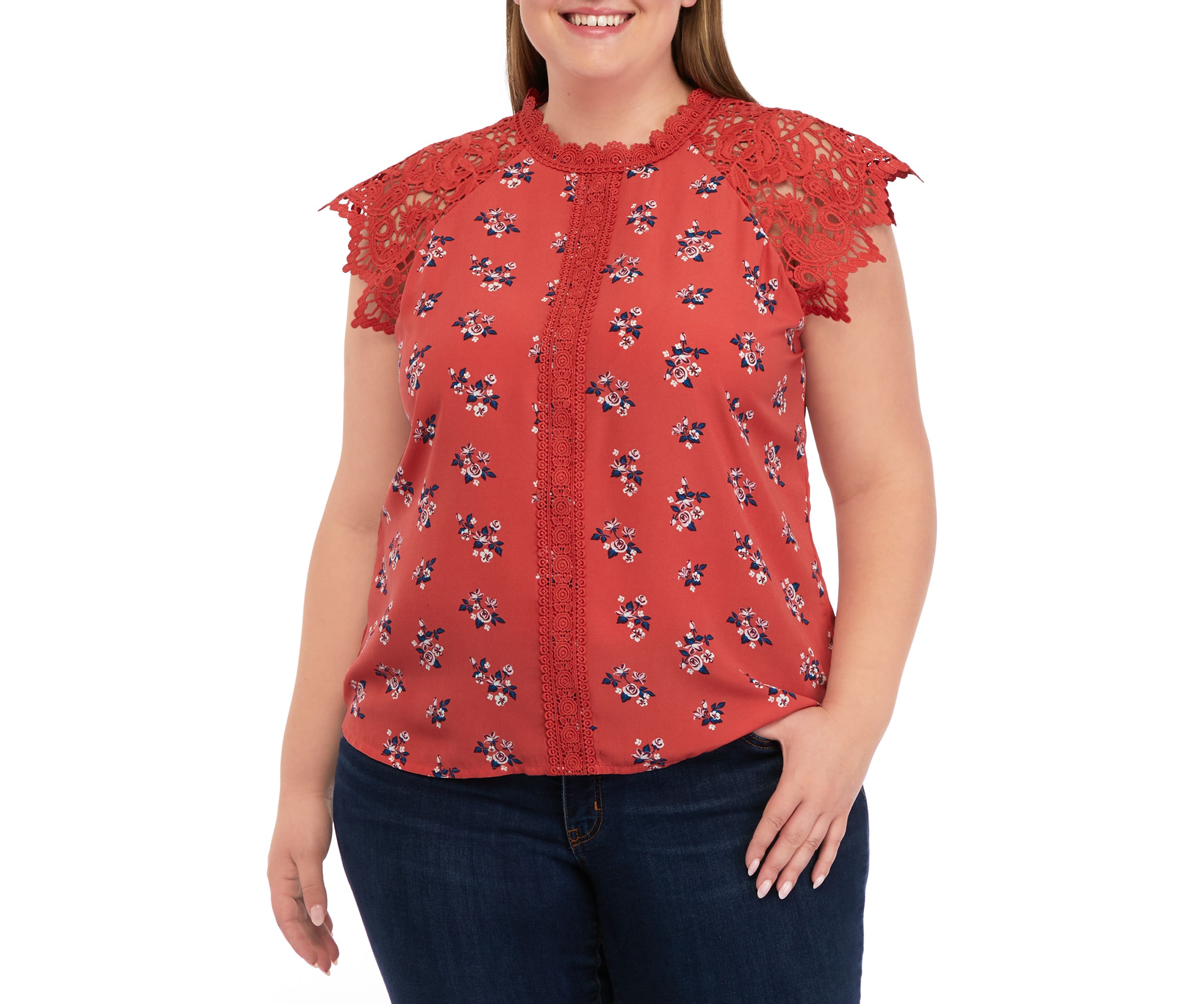 Plus Size Crochet Sleeve Top