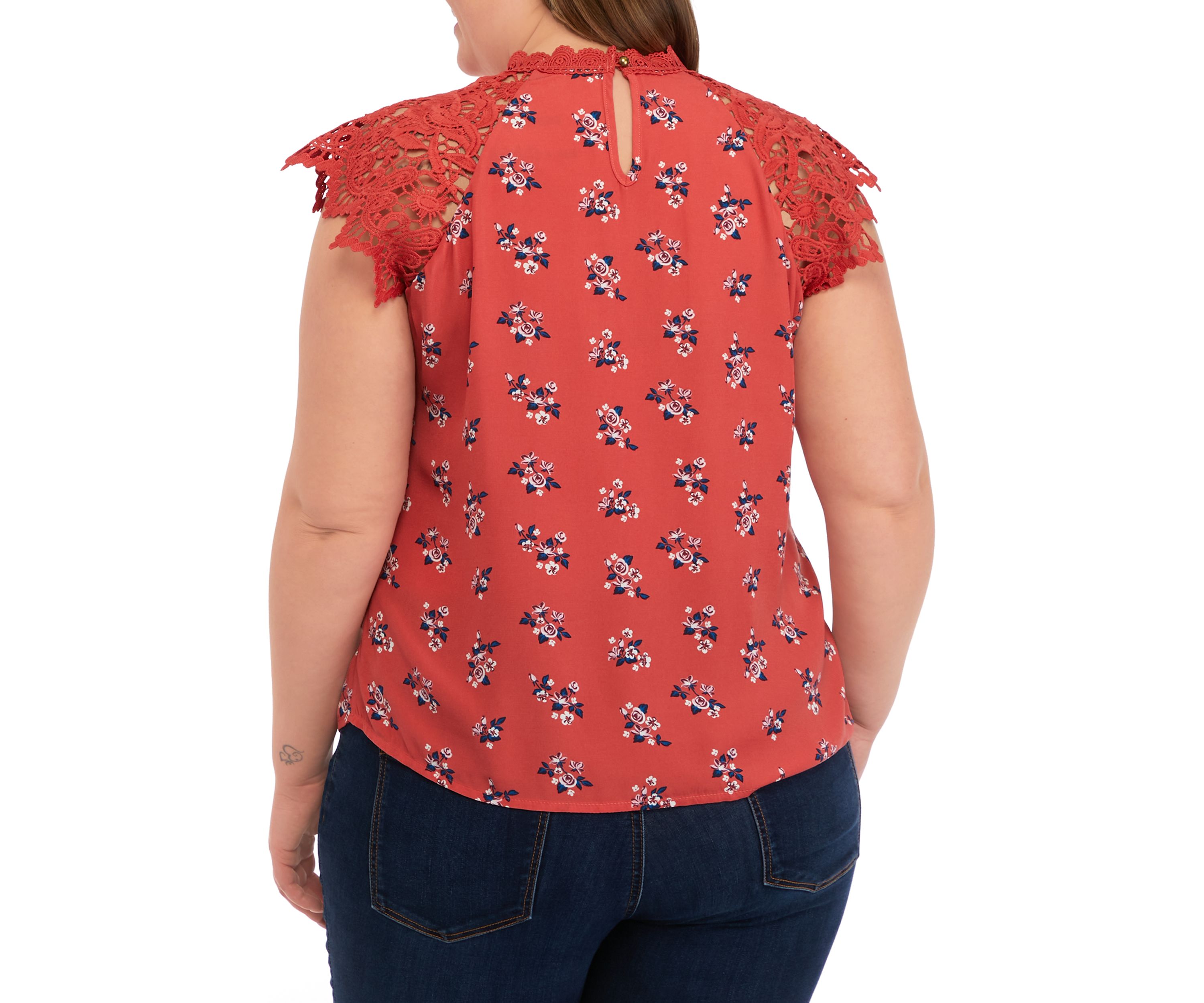 Plus Size Crochet Sleeve Top