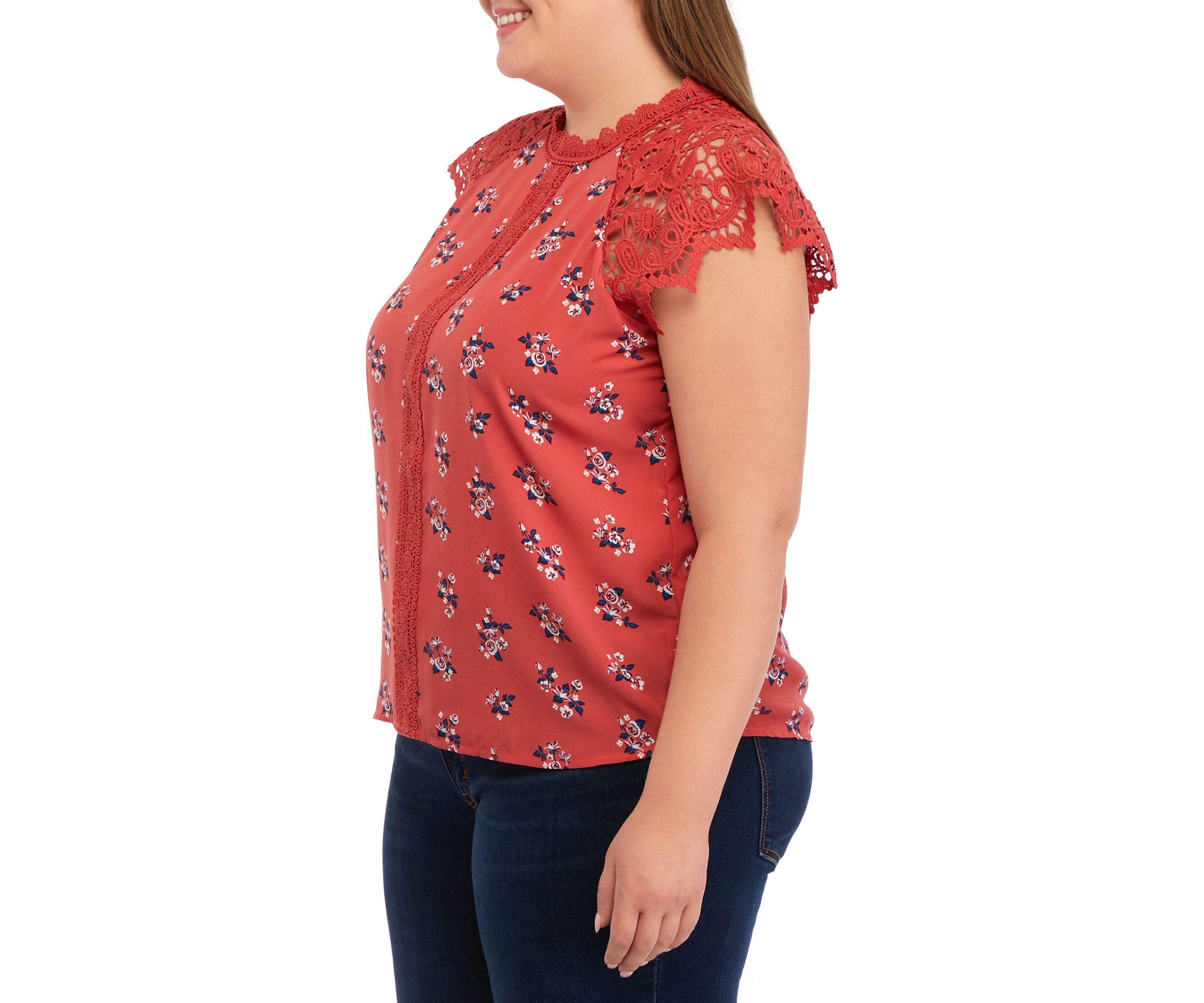 Plus Size Crochet Sleeve Top