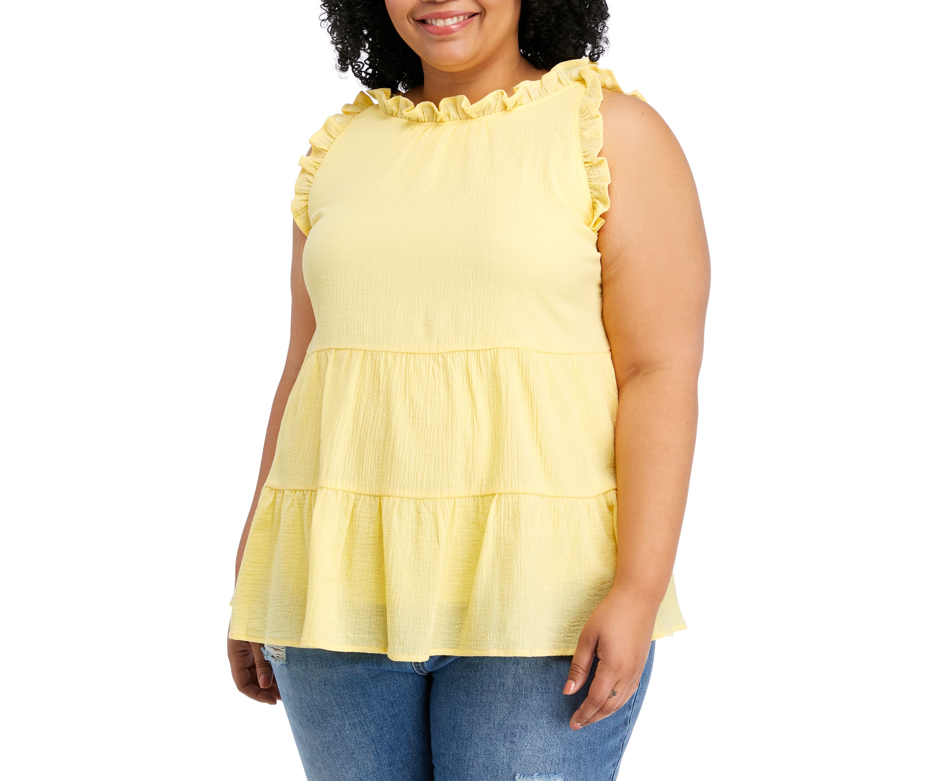 Plus Size Sleeveless Ruffle Babydoll Top