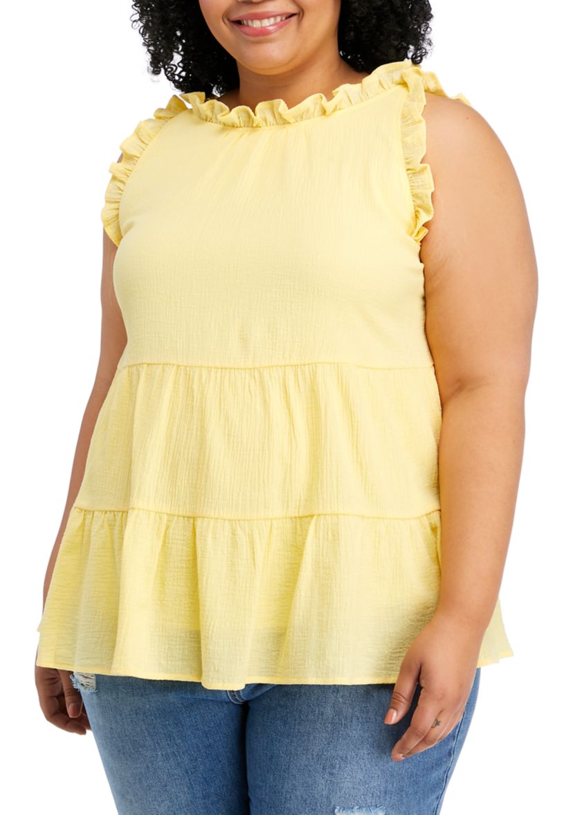 Plus Size Sleeveless Ruffle Babydoll Top