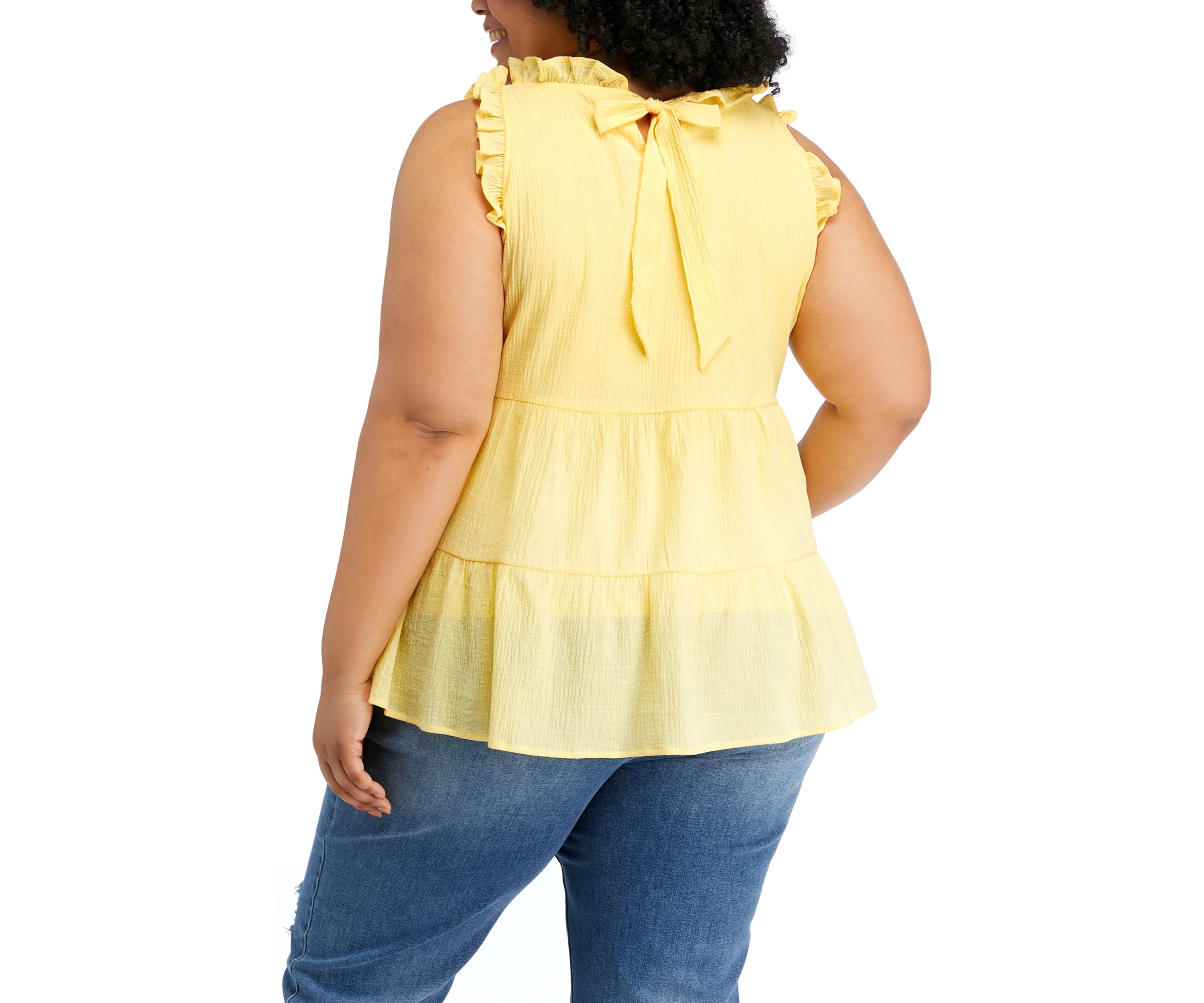 Plus Size Sleeveless Ruffle Babydoll Top