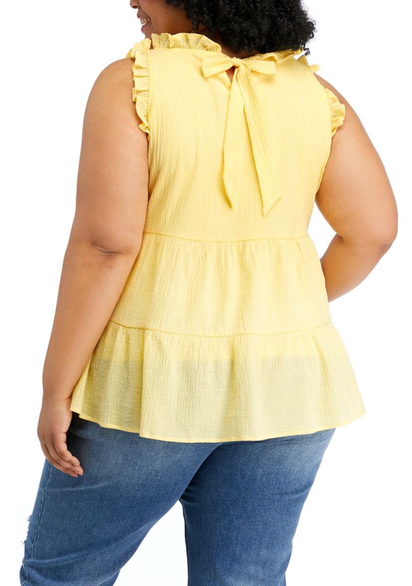Plus Size Sleeveless Ruffle Babydoll Top