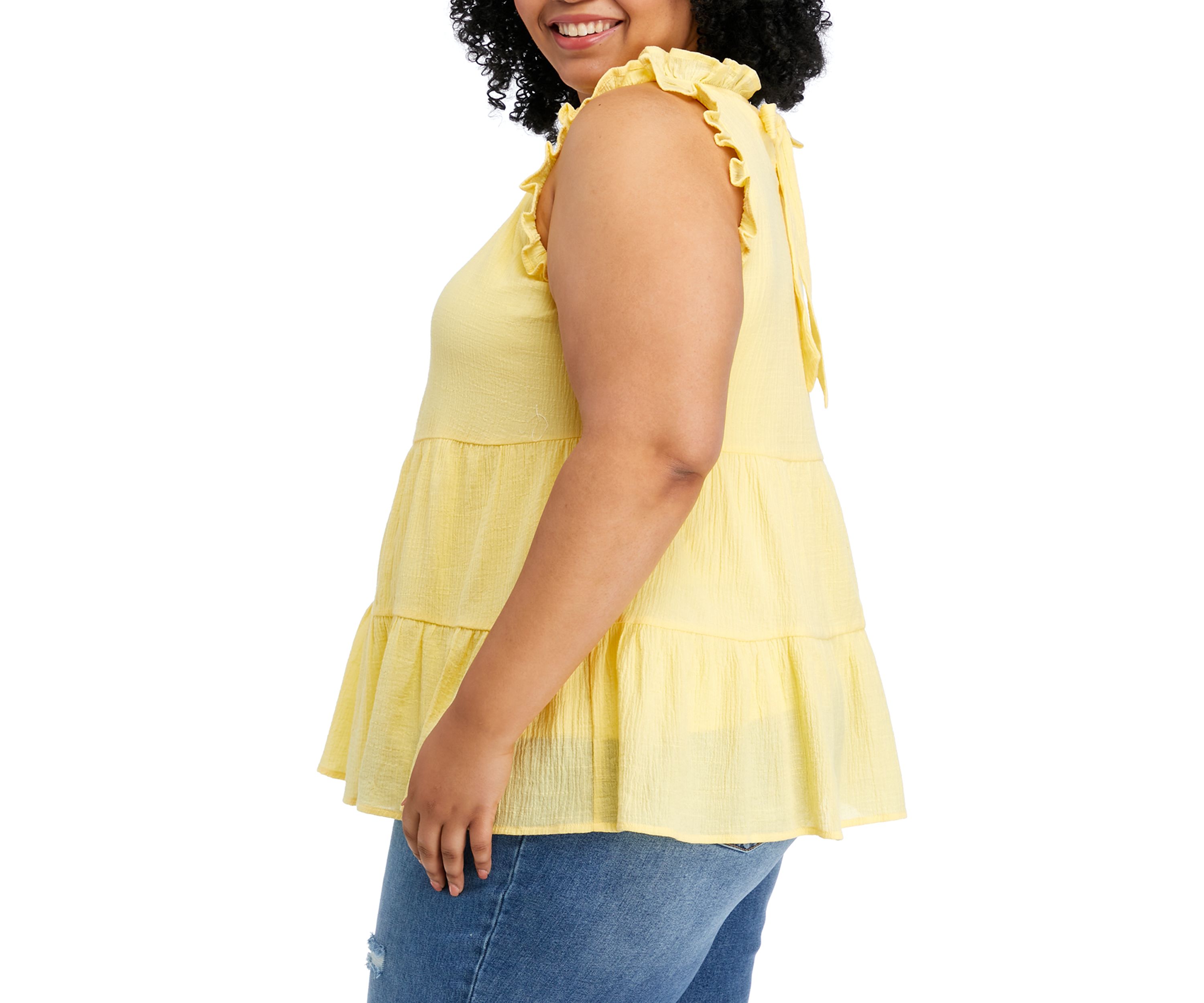 Plus Size Sleeveless Ruffle Babydoll Top