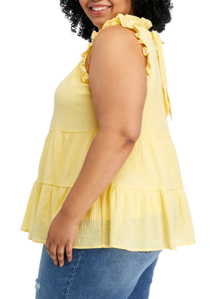 Plus Size Sleeveless Ruffle Babydoll Top
