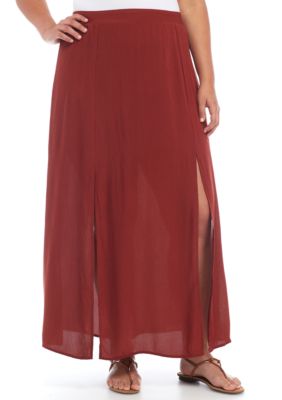 love, Fire Plus Size Maxi Skirt with Front Slits | belk