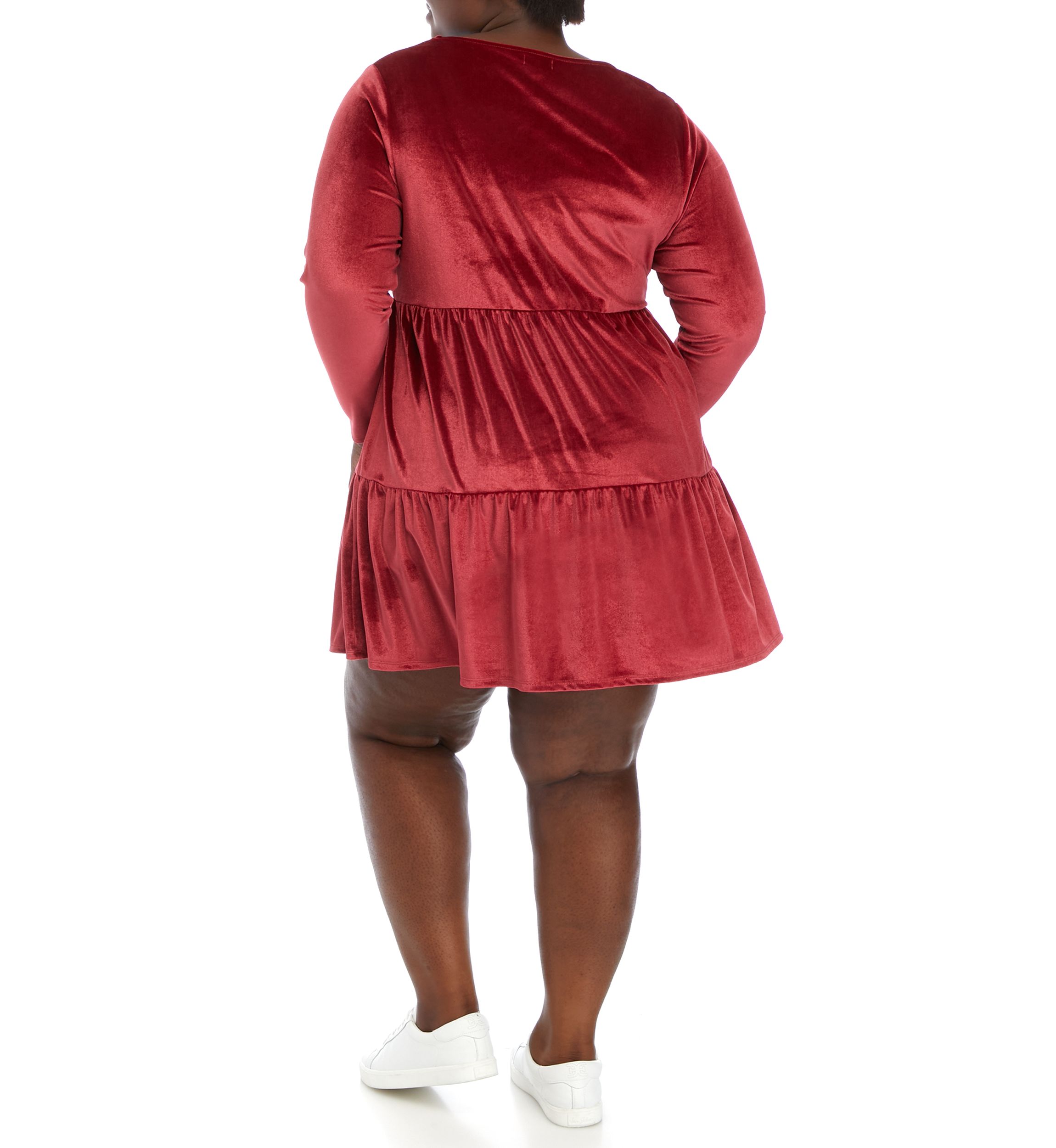 Plus Size Long Sleeve Velvet Dress