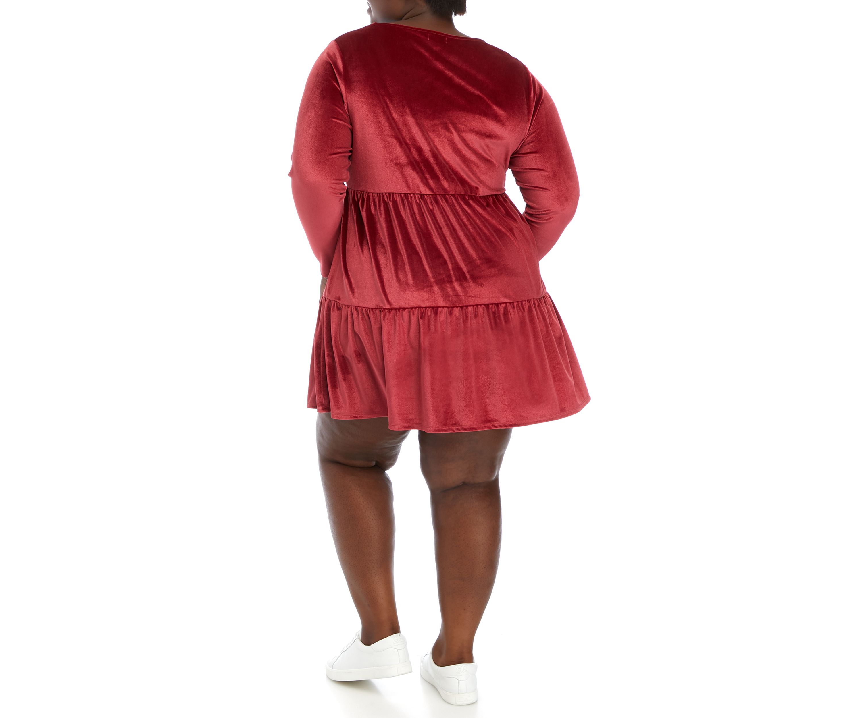 Plus Size Long Sleeve Velvet Dress