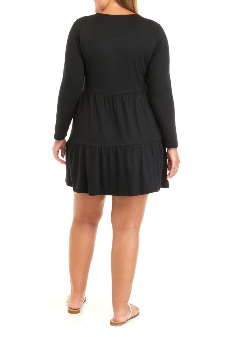 Plus Size Long Sleeve Babydoll Dress