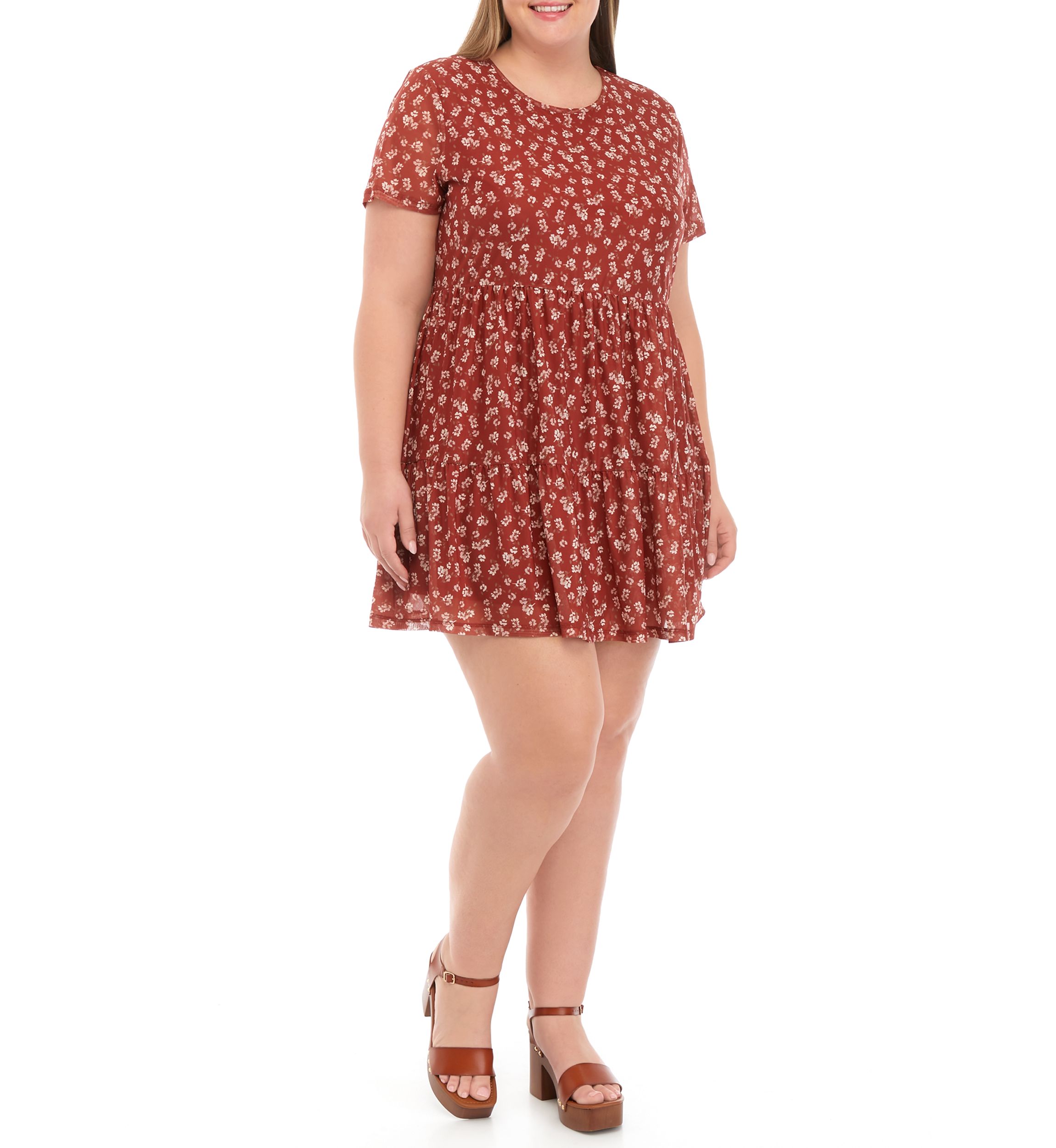 Plus Size Mesh Babydoll Dress