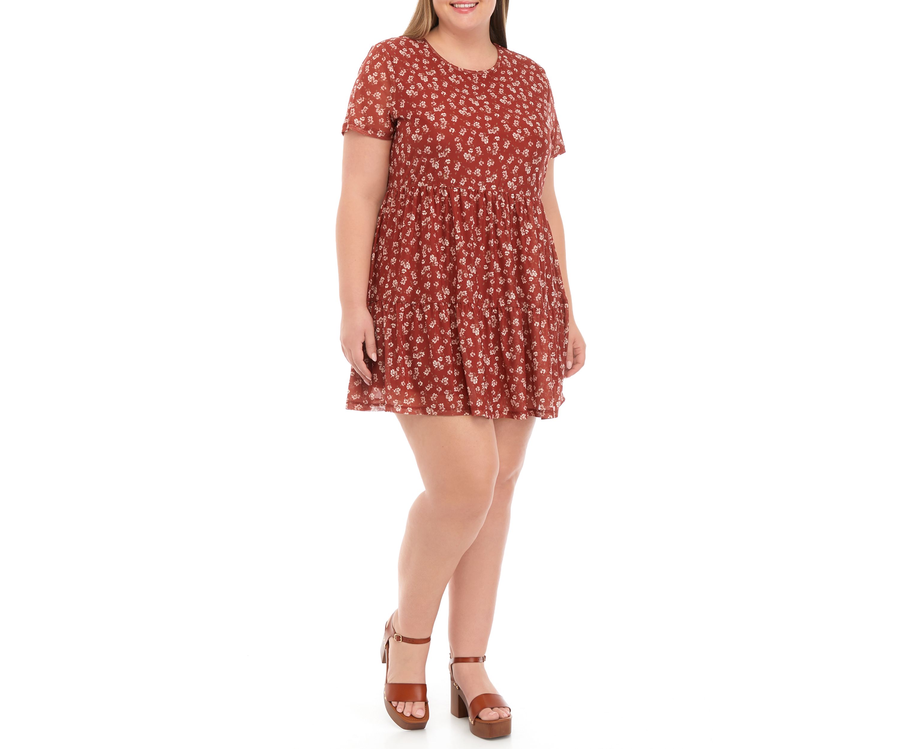 Plus Size Mesh Babydoll Dress