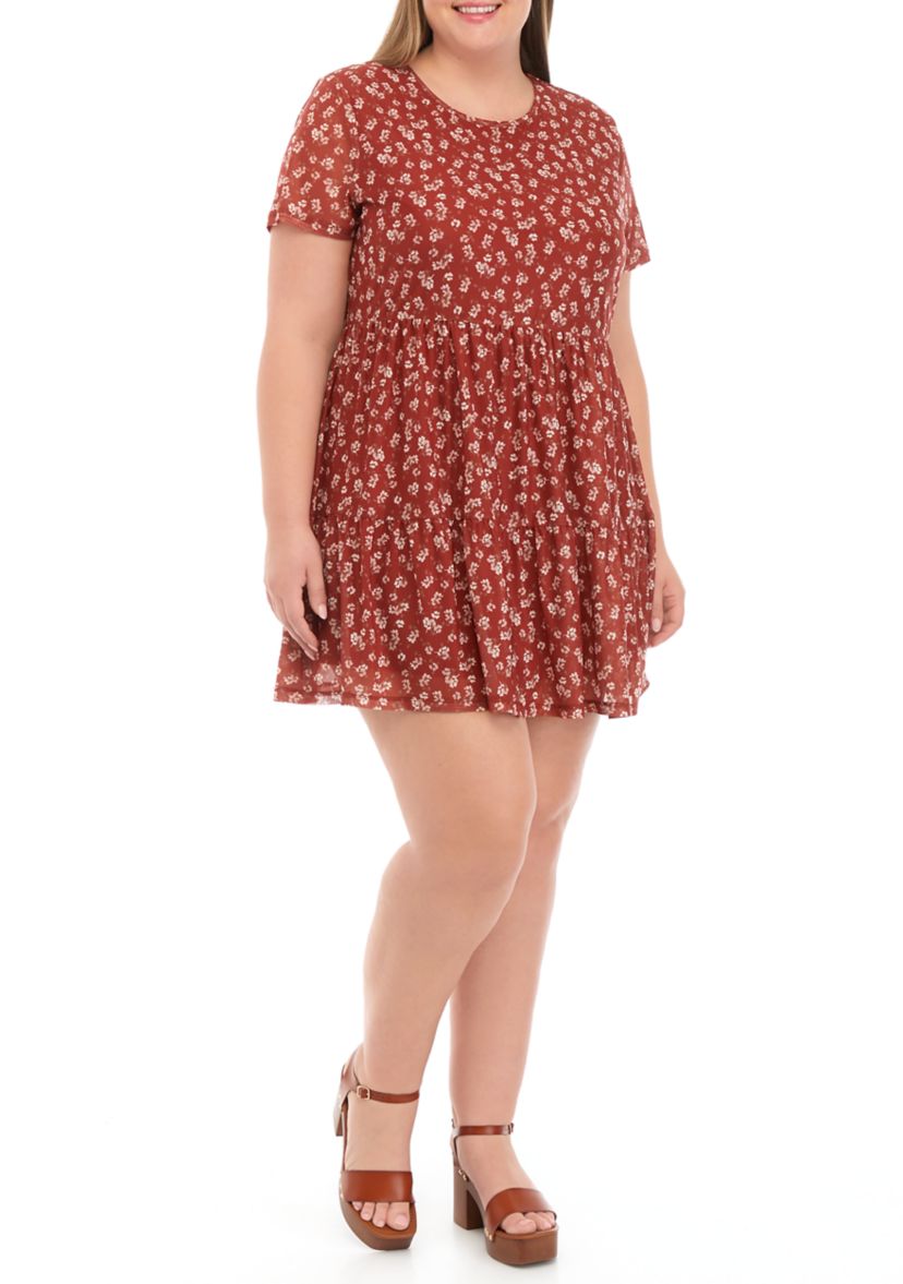 Plus Size Mesh Babydoll Dress