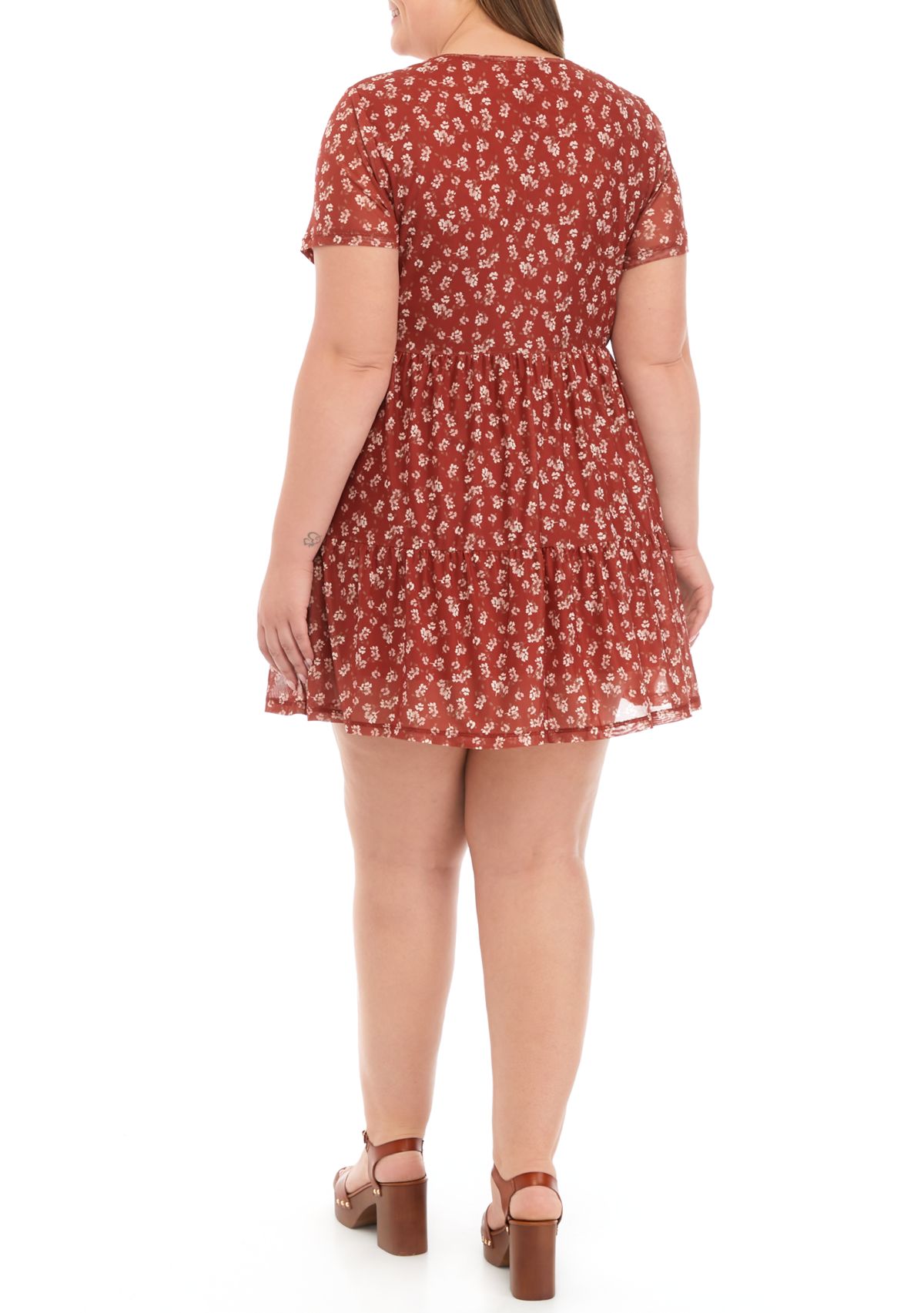 Plus Size Mesh Babydoll Dress