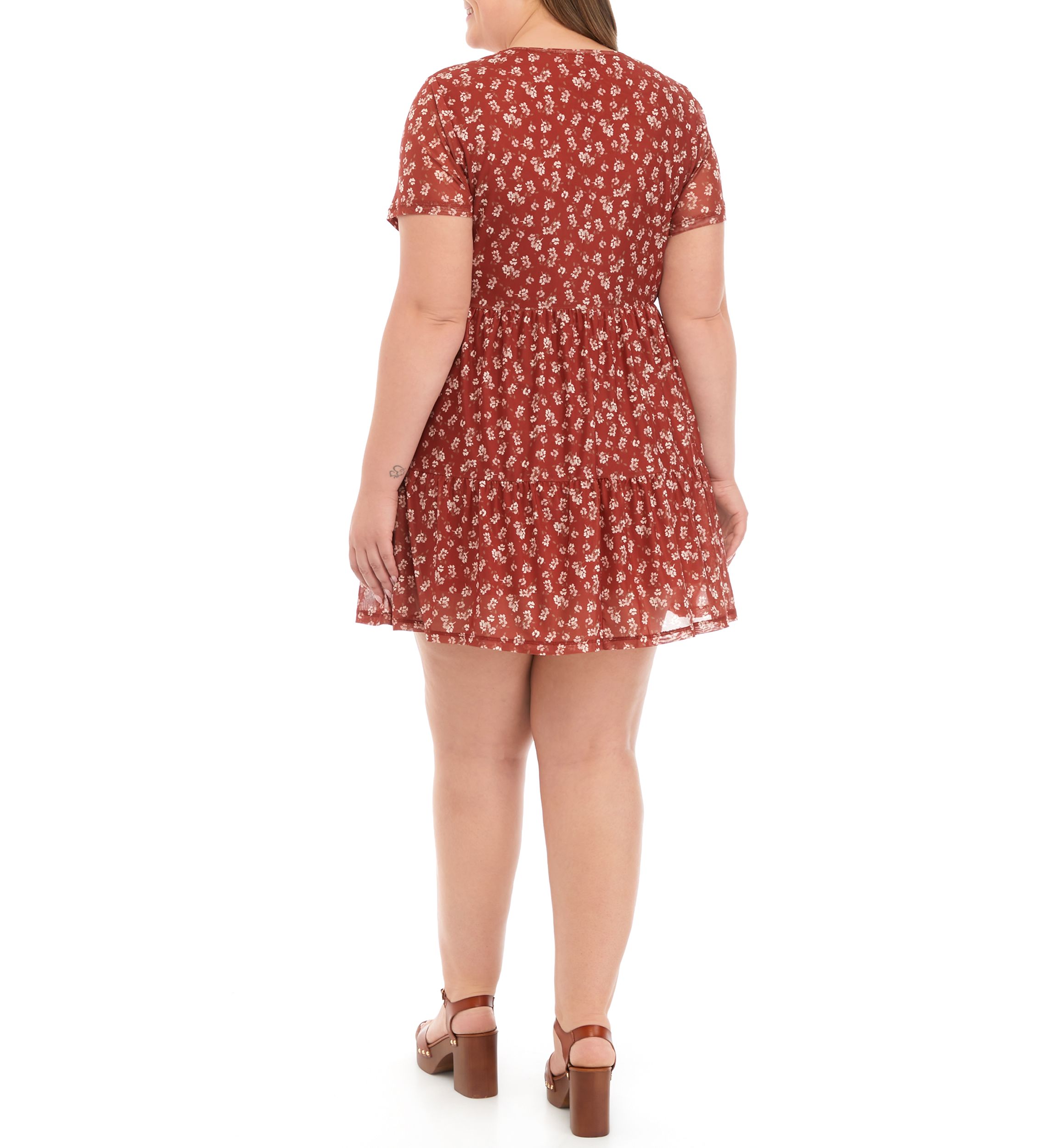 Plus Size Mesh Babydoll Dress