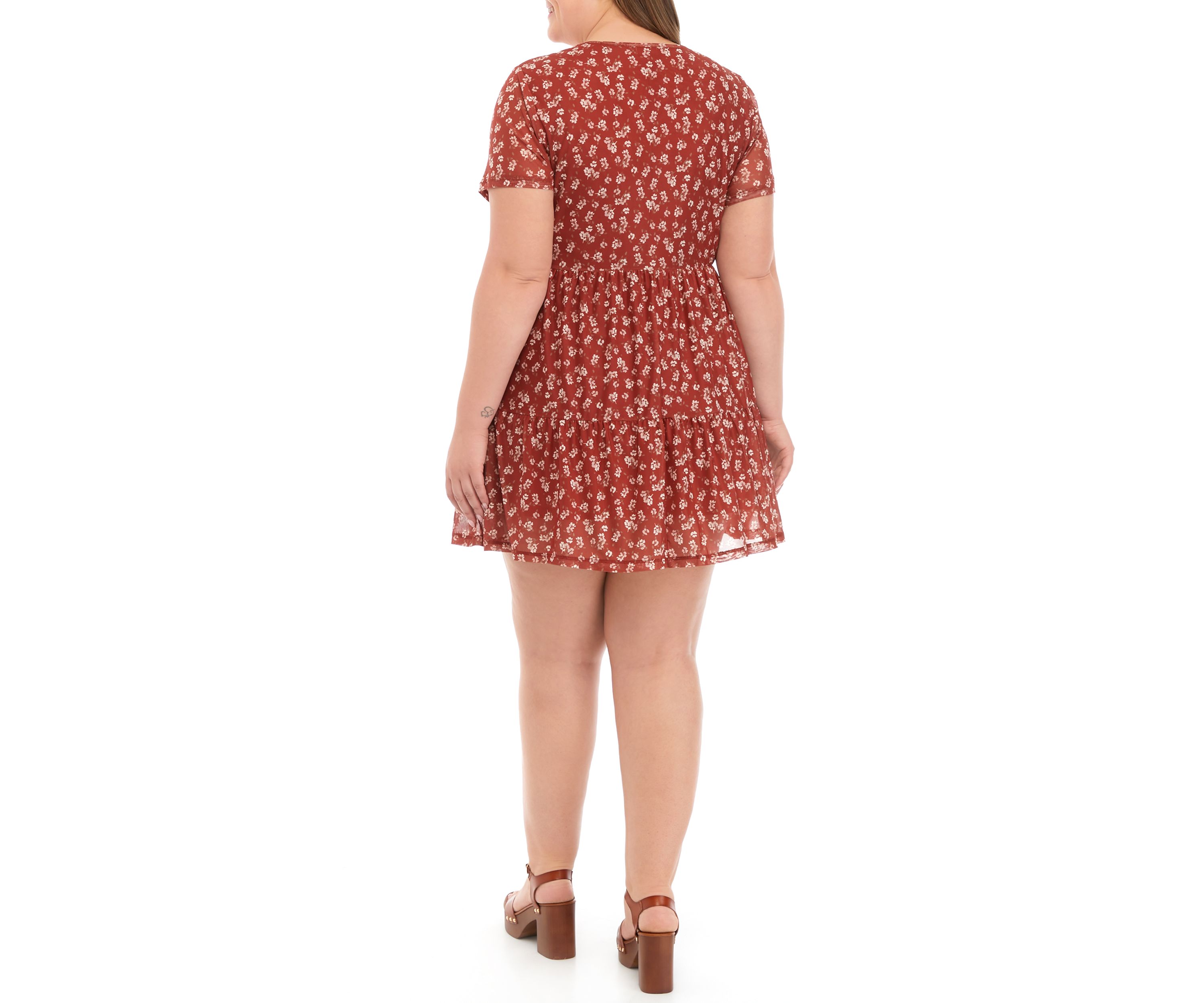 Plus Size Mesh Babydoll Dress