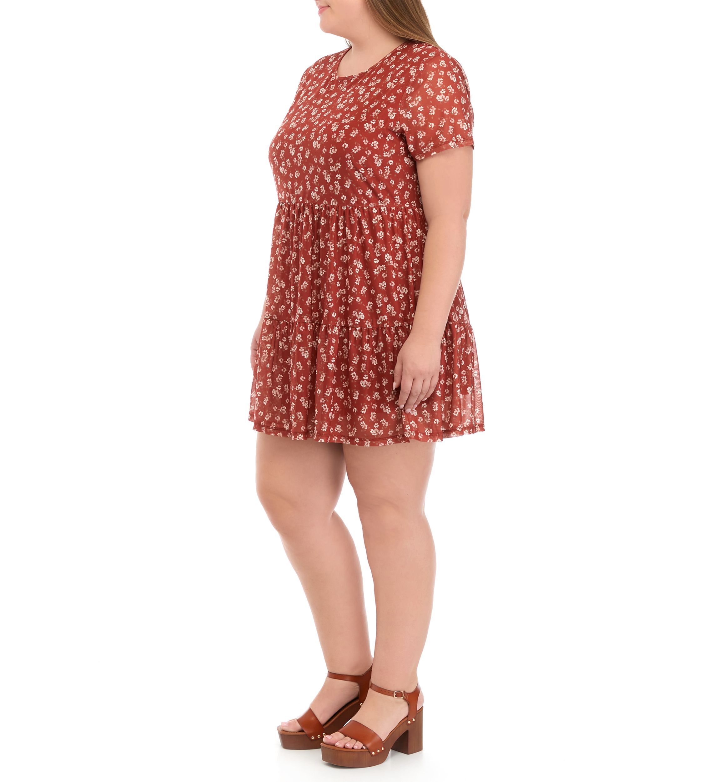 Plus Size Mesh Babydoll Dress