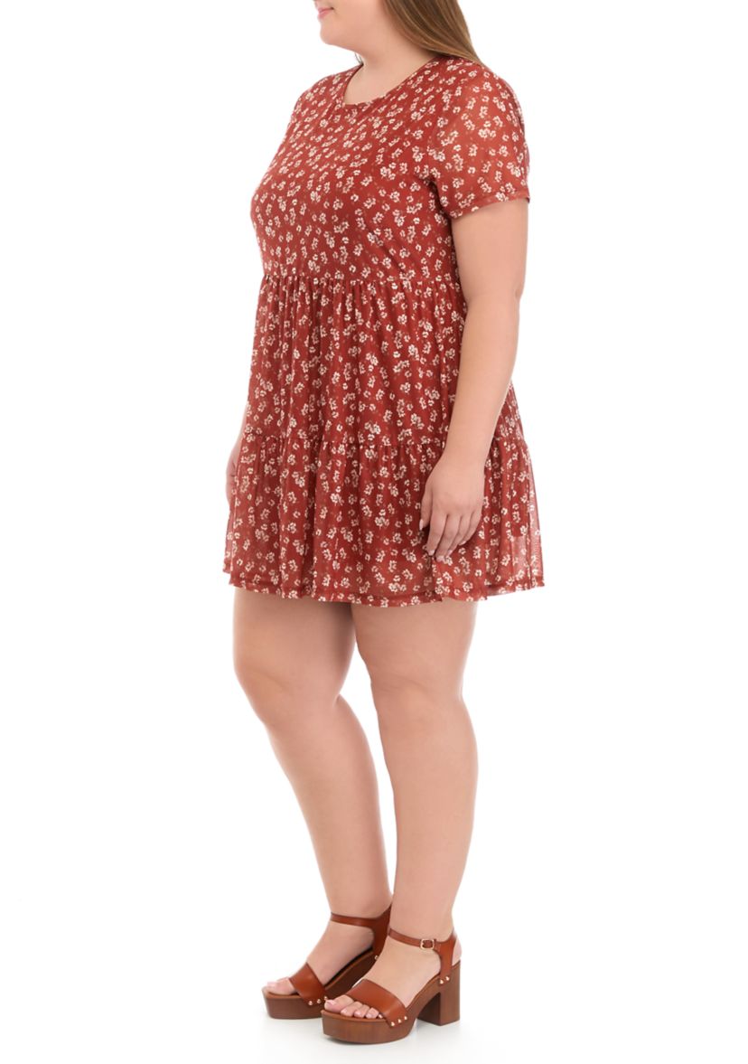 Plus Size Mesh Babydoll Dress