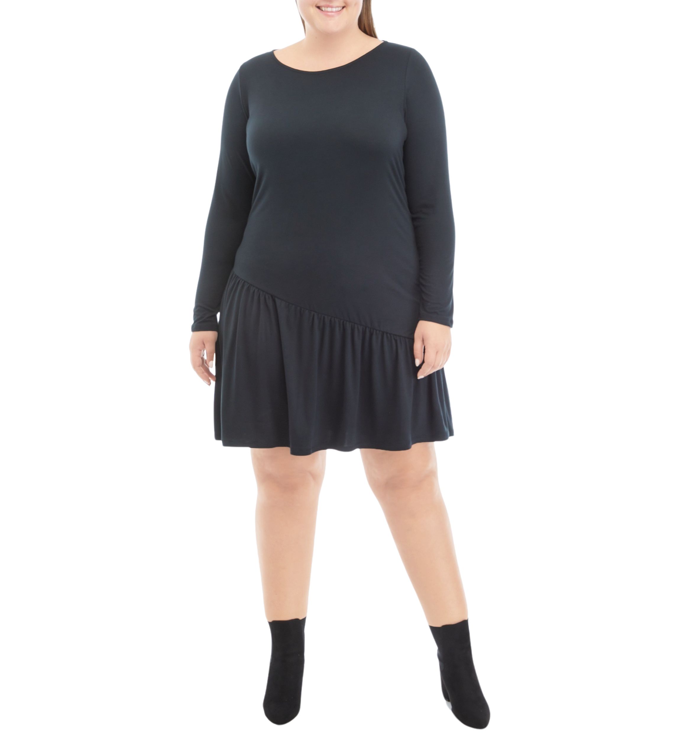 Plus Size Long Sleeve Asymmetrical Yummy Dress