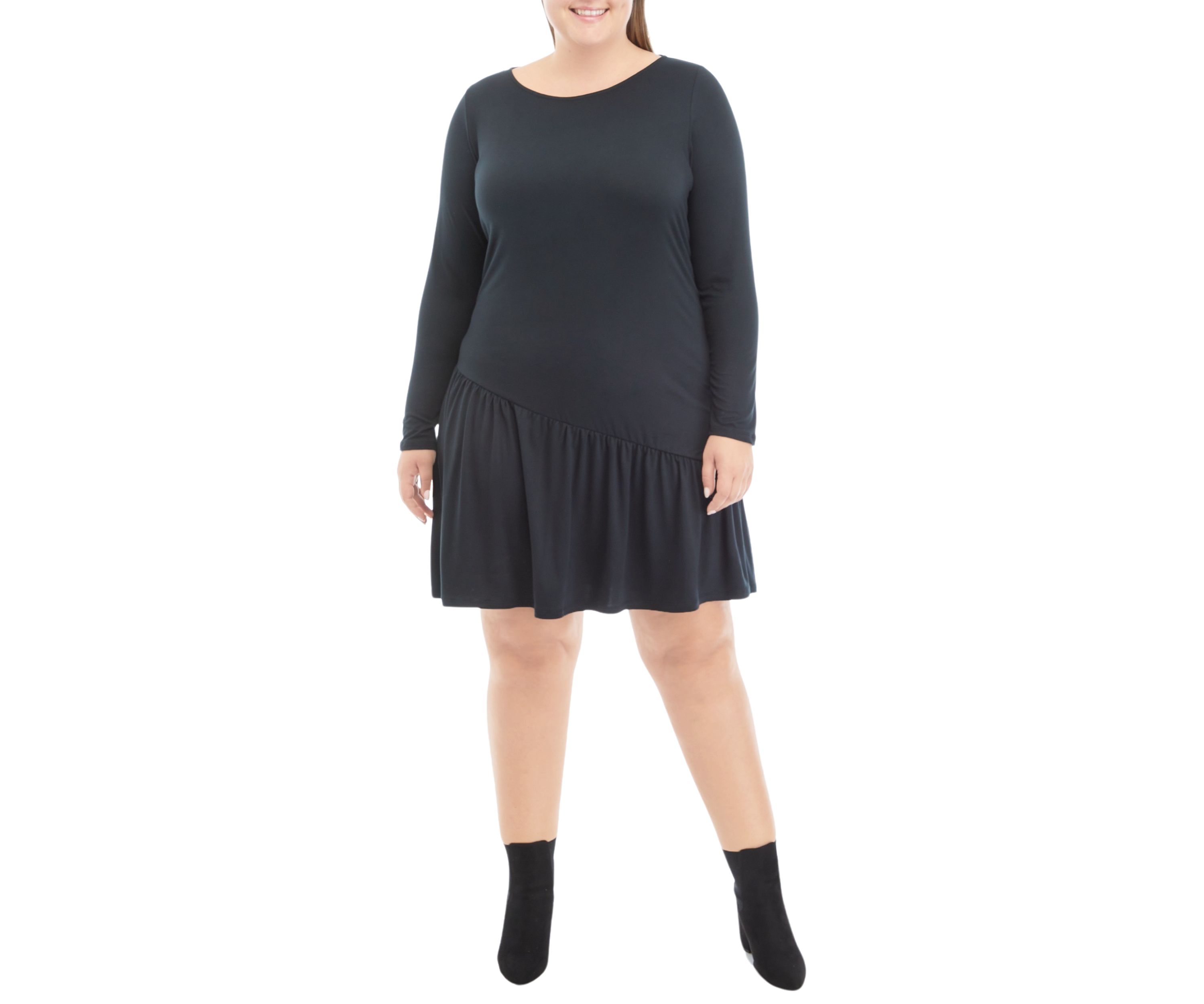 Plus Size Long Sleeve Asymmetrical Yummy Dress