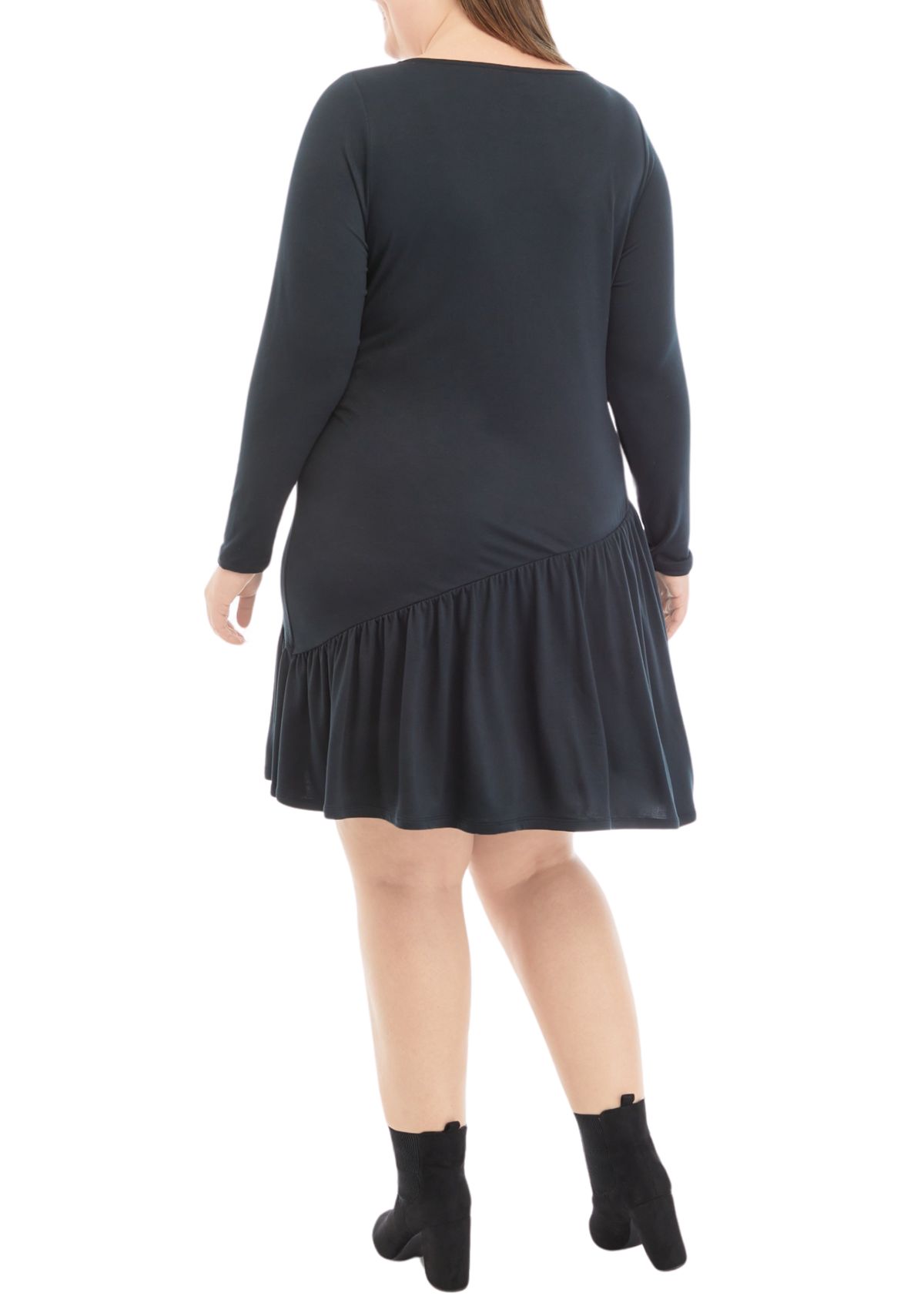 Plus Size Long Sleeve Asymmetrical Yummy Dress