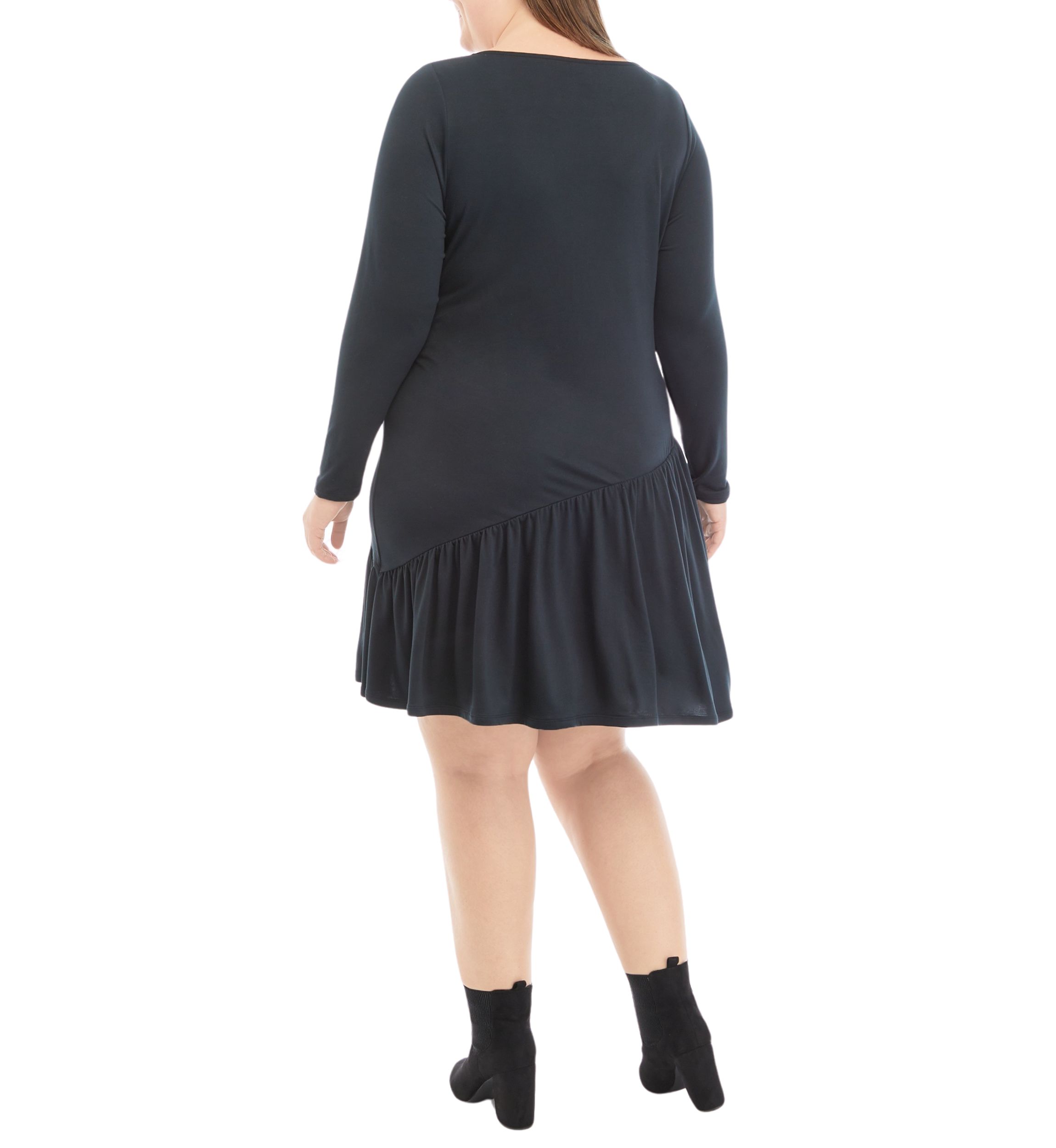 Plus Size Long Sleeve Asymmetrical Yummy Dress
