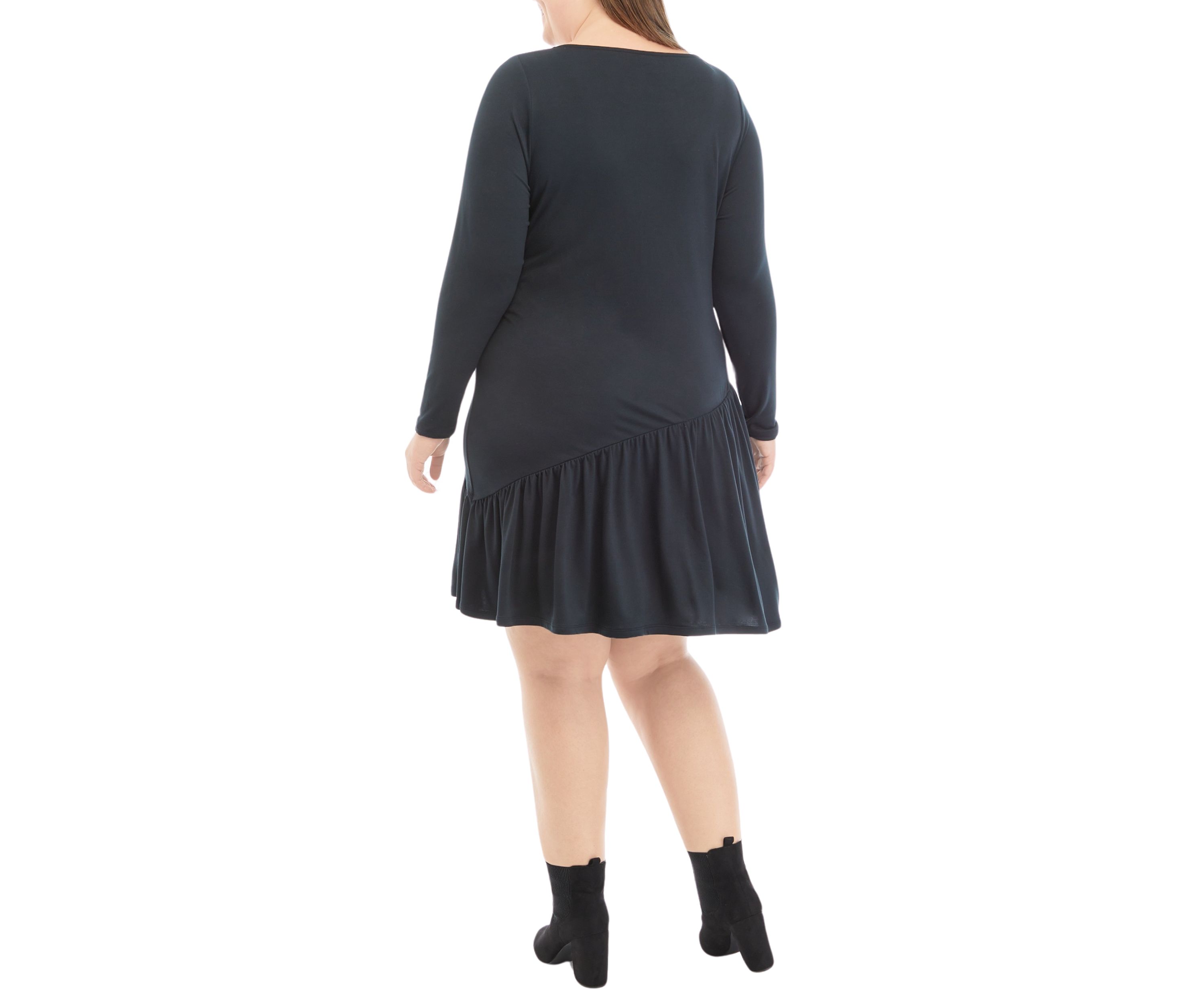 Plus Size Long Sleeve Asymmetrical Yummy Dress