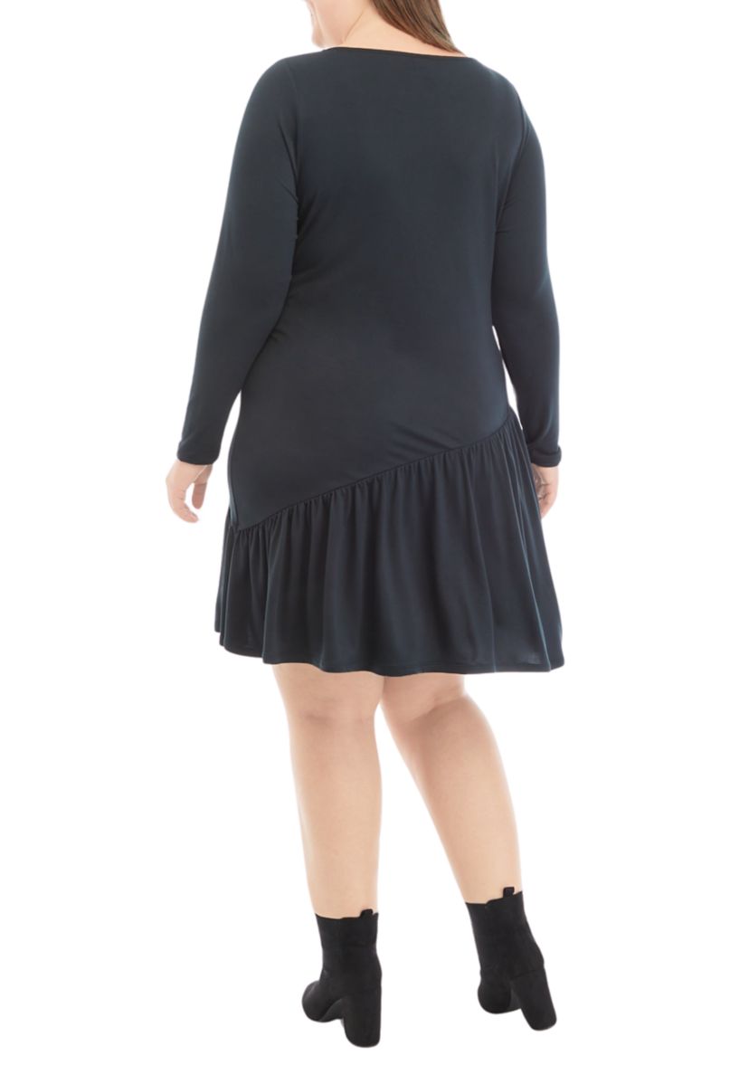 Plus Size Long Sleeve Asymmetrical Yummy Dress