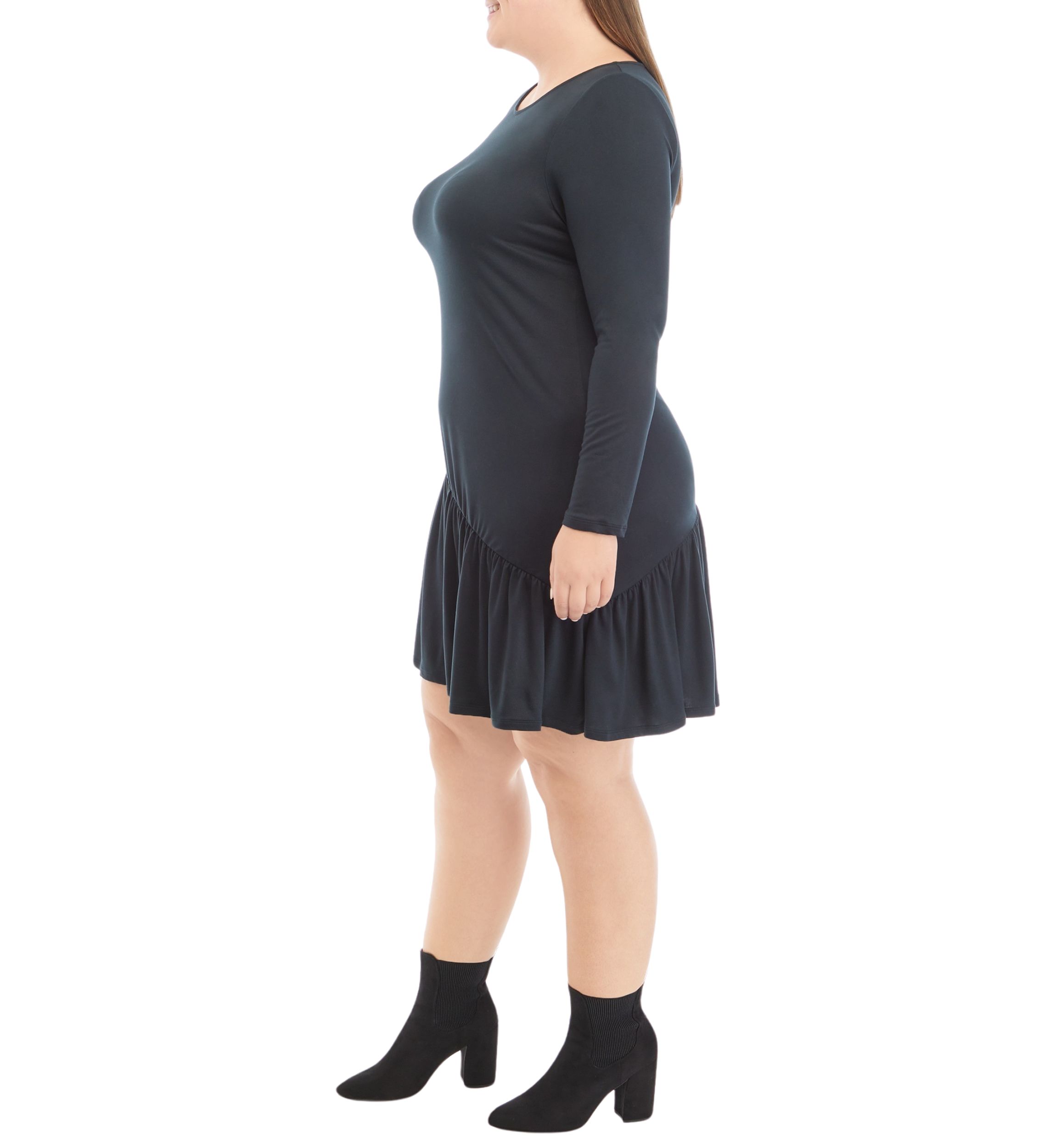Plus Size Long Sleeve Asymmetrical Yummy Dress