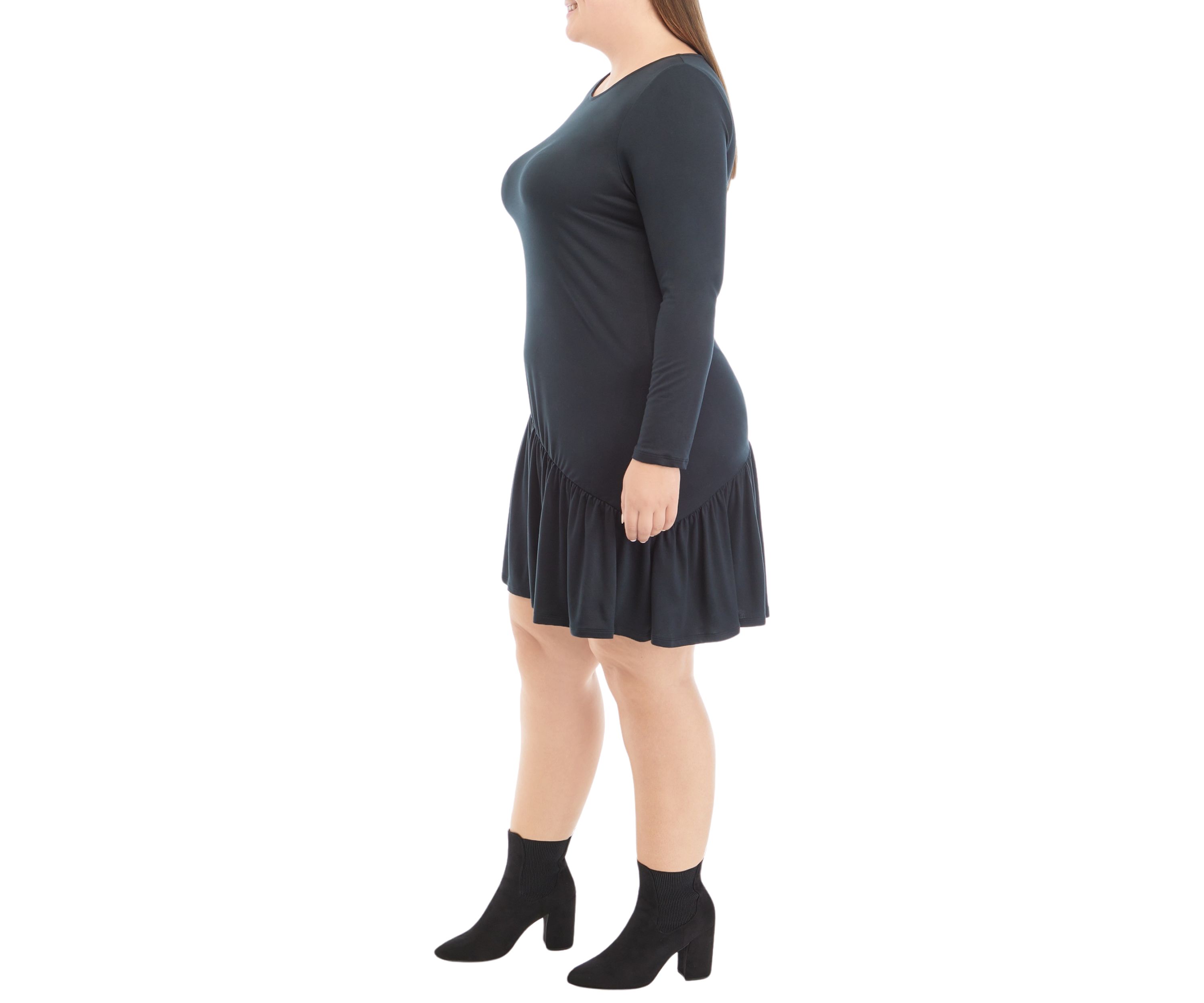 Plus Size Long Sleeve Asymmetrical Yummy Dress
