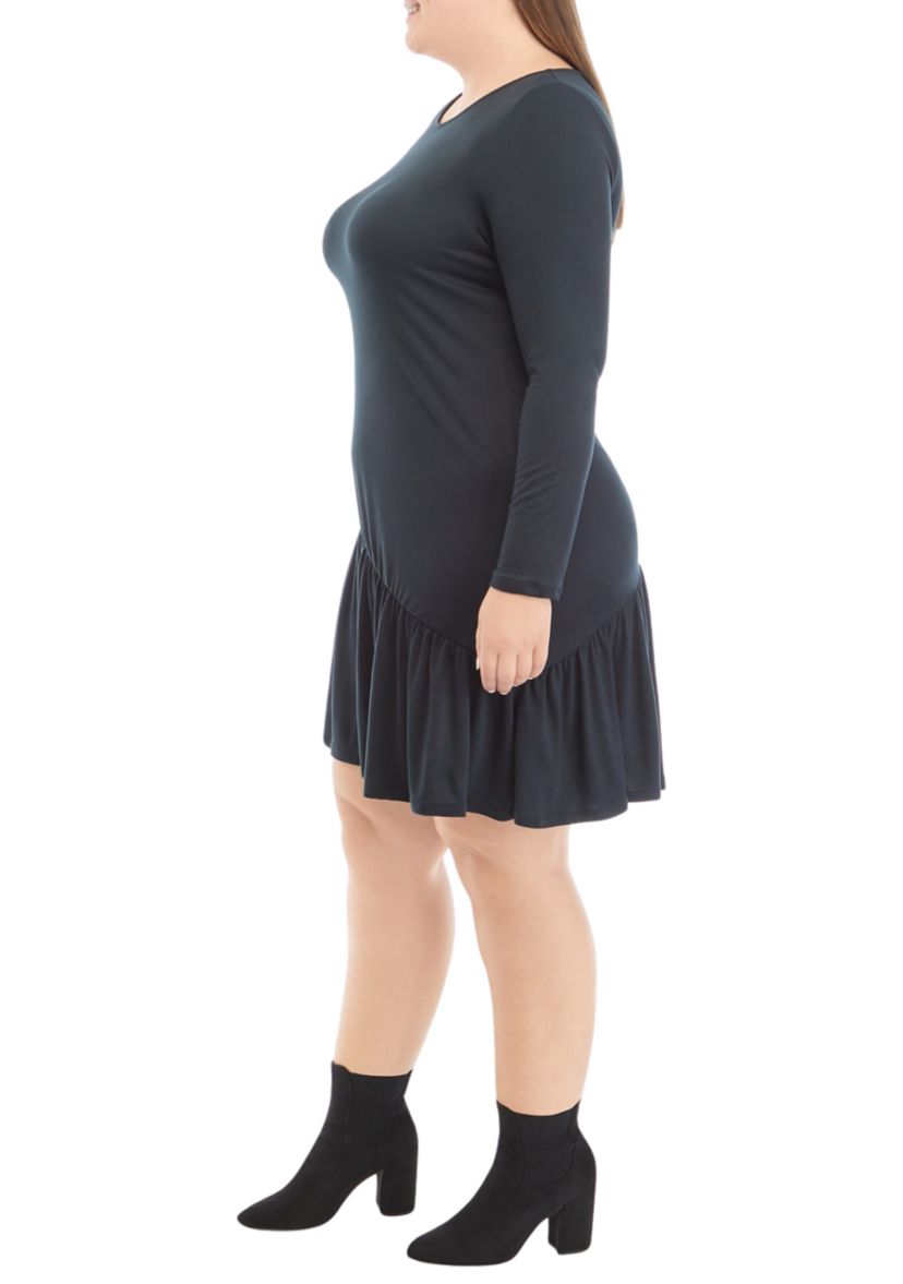 Plus Size Long Sleeve Asymmetrical Yummy Dress