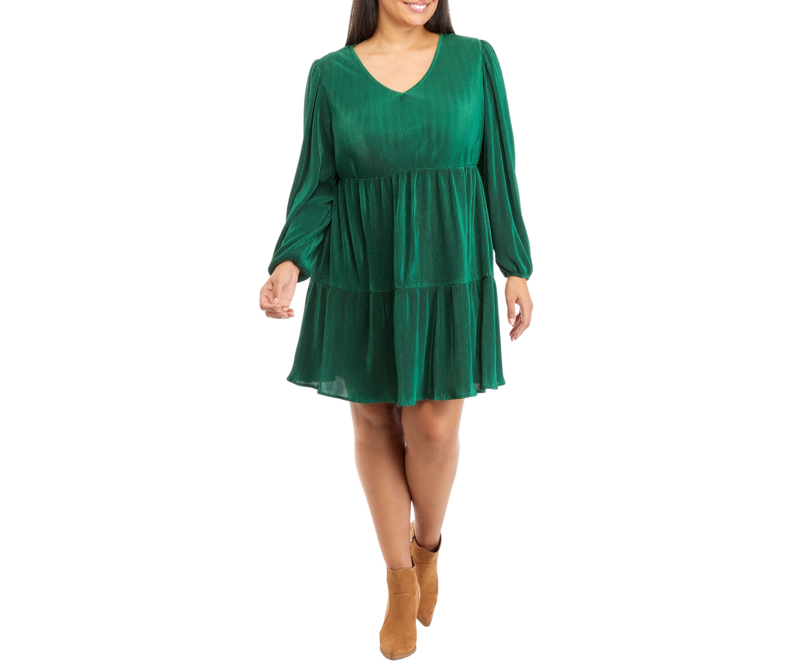 Plus Size V-Neck Babydoll Dress