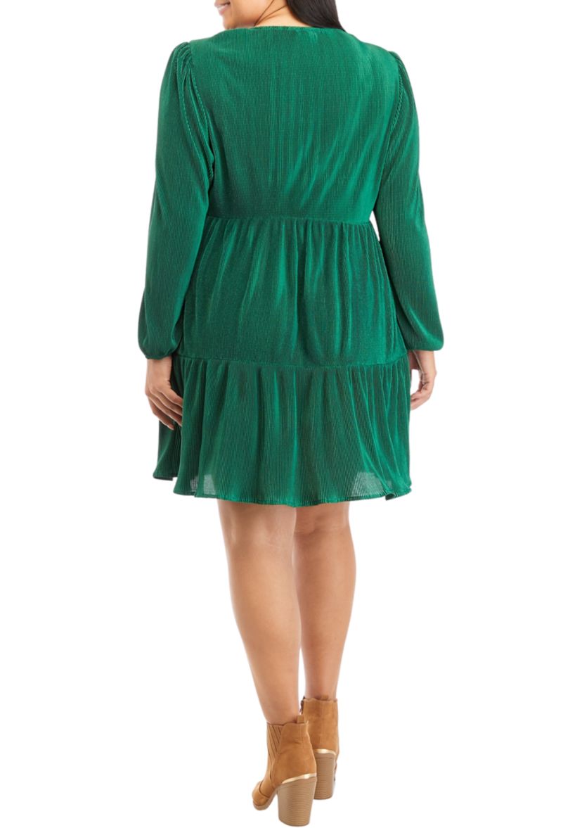 Plus Size V-Neck Babydoll Dress