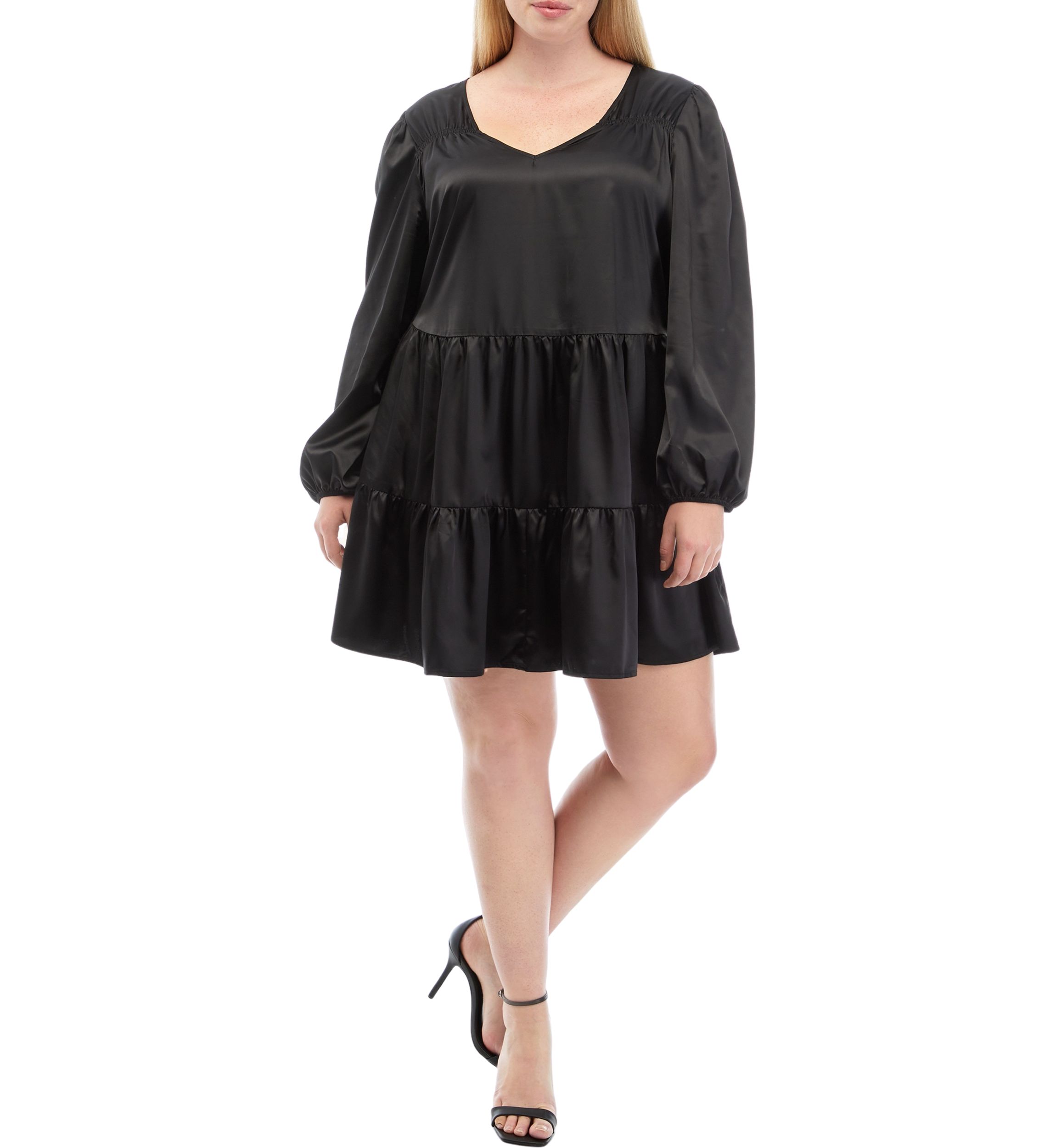 Plus Size Long Sleeve Tiered Dress
