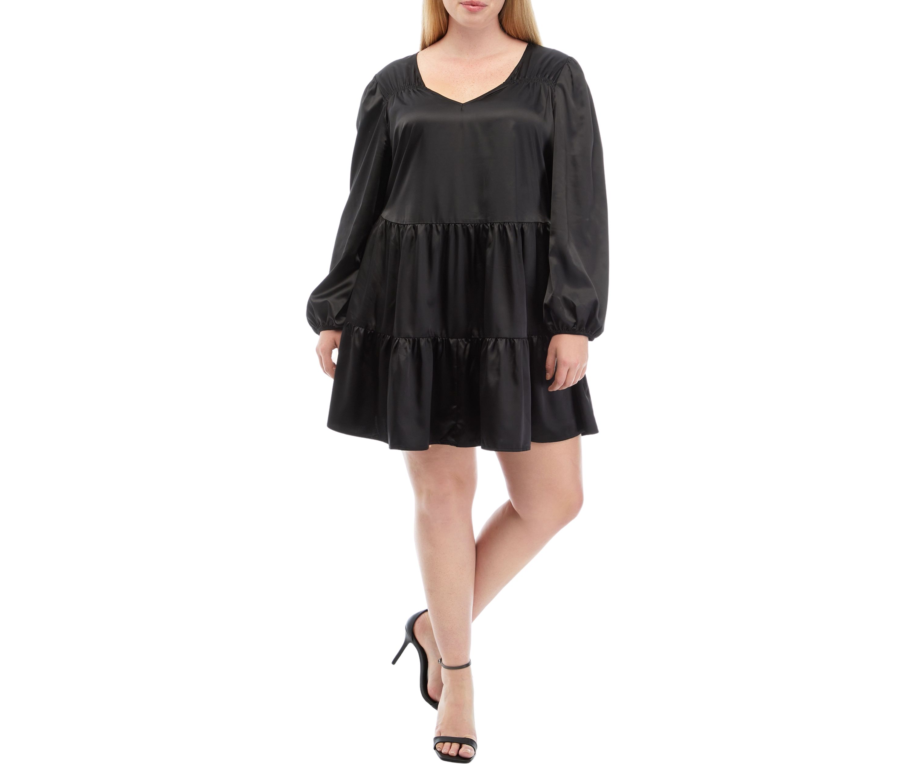 Plus Size Long Sleeve Tiered Dress
